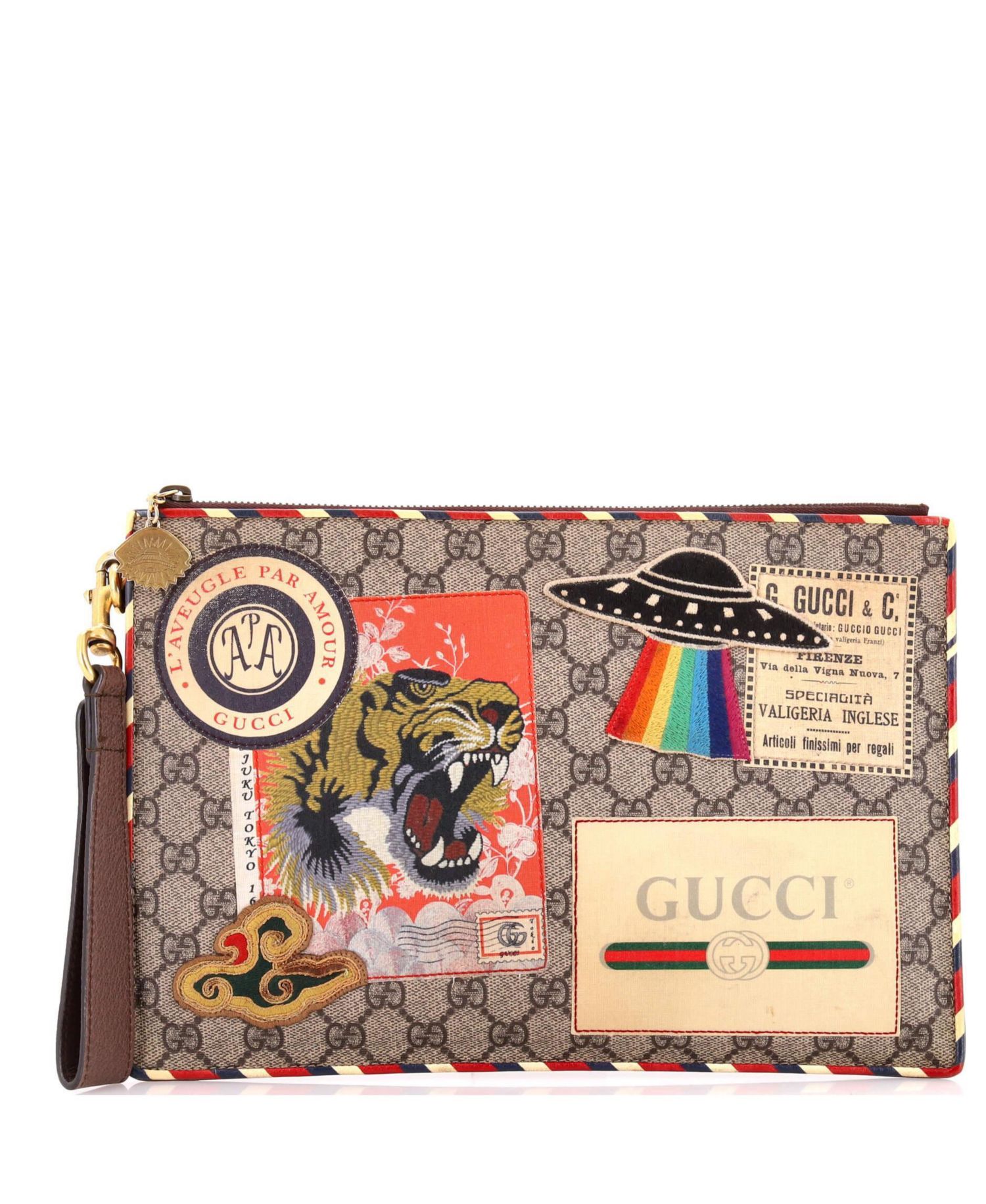Gucci Pre-Owned Courrier GG Coated Canvas Zipper Pouch