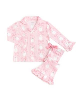 Girls' 4-16 Coquette Ghost Halloween Button-Down Long-Sleeve Top and Pants, 2-Piece Set