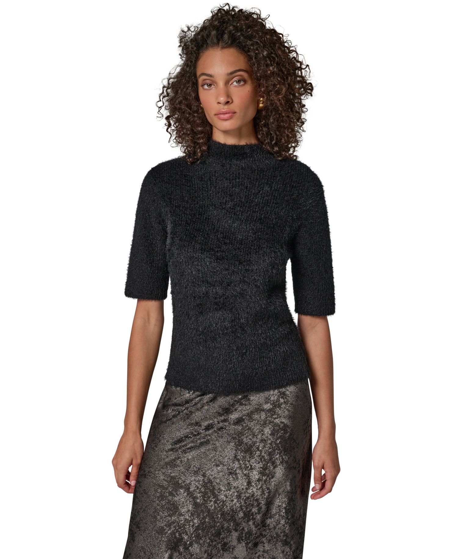 Women's Short-Sleeve Mock Neck Sweater