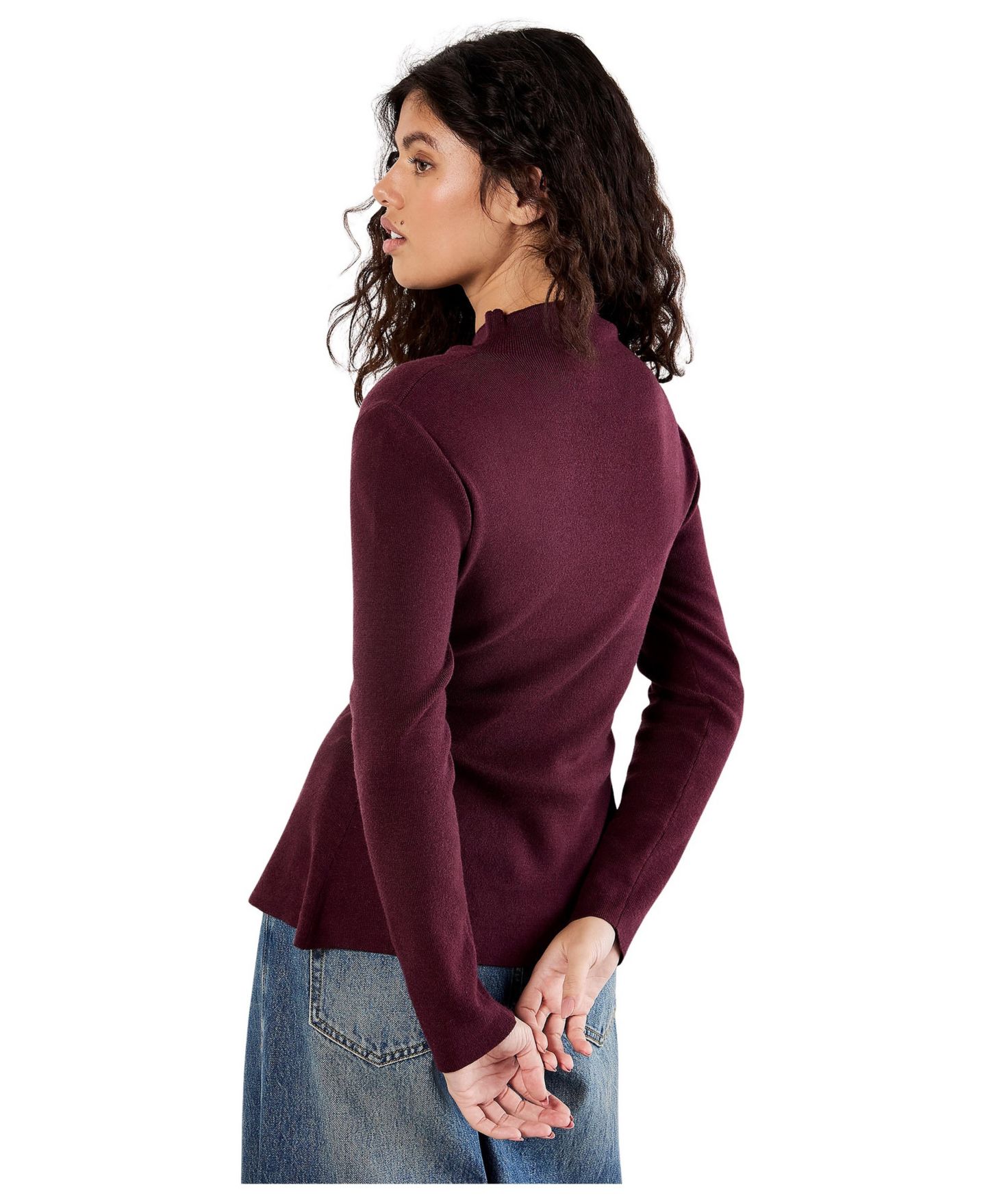 Женский топ Apricot Long-Sleeve Fitted Ruched-Pleat Knit, цвет: Бордовый — фото 3