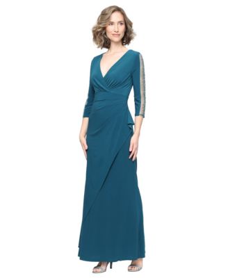 Women's Beaded Illusion Empire Waist Gown