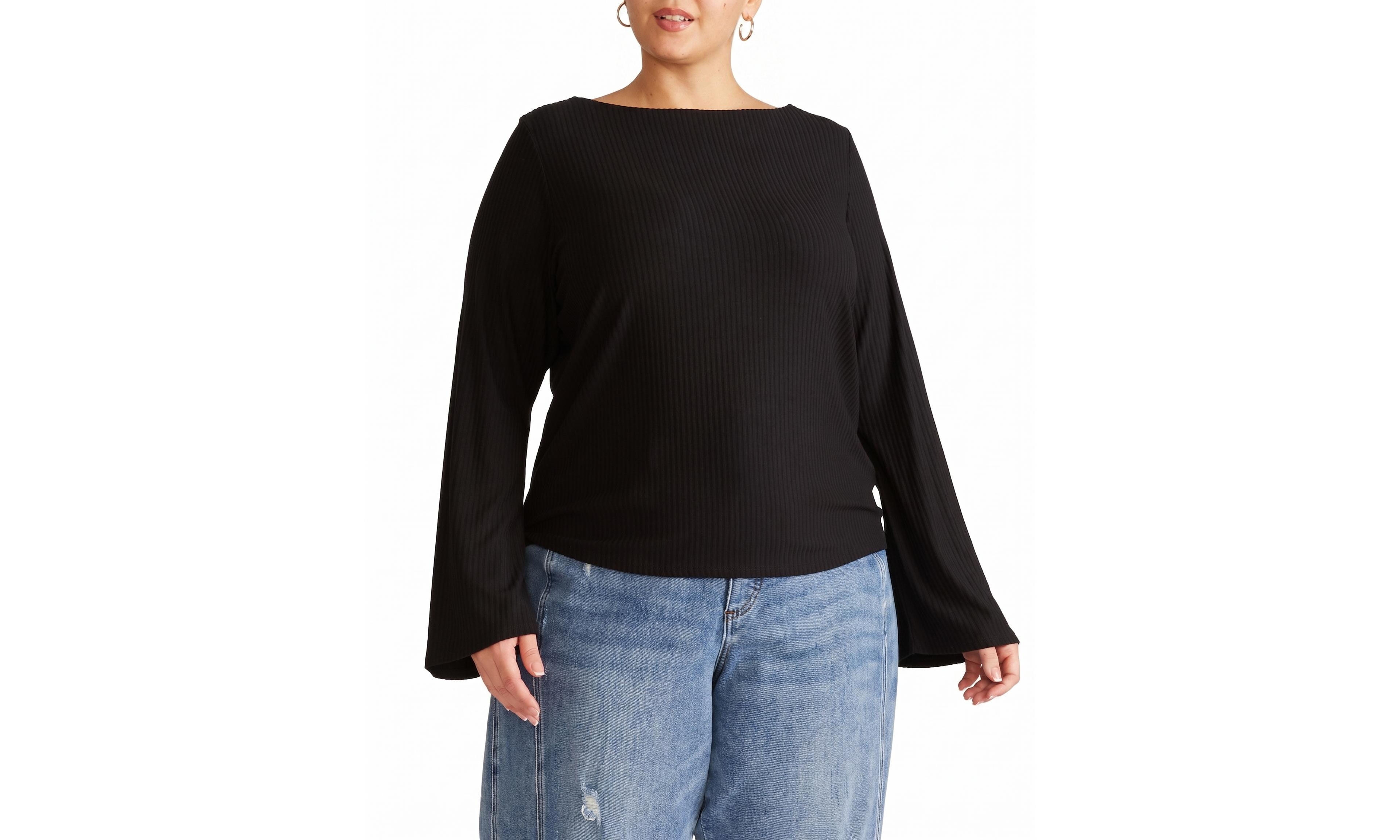 Universal Standard Plus Yasmin Flare Sleeve Ribbed Top