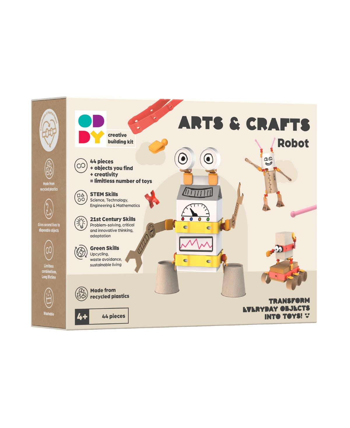 Oddy Robot Arts and Crafts Building Set, 44-Piece, Ages 4+