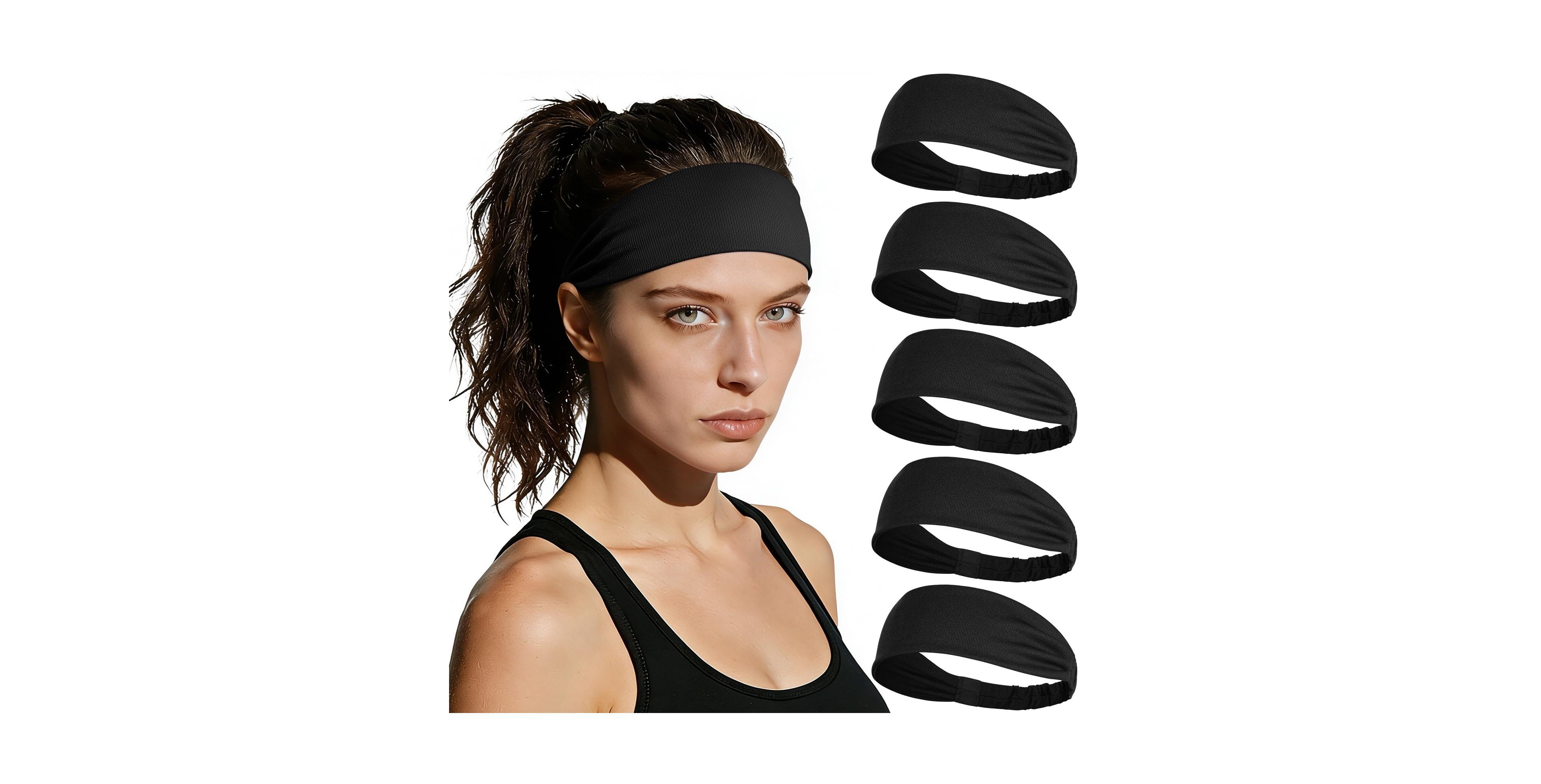 Peneyon Wide Elastic Athletic Workout Sports Headbands Non Slip Wicking For Men Women