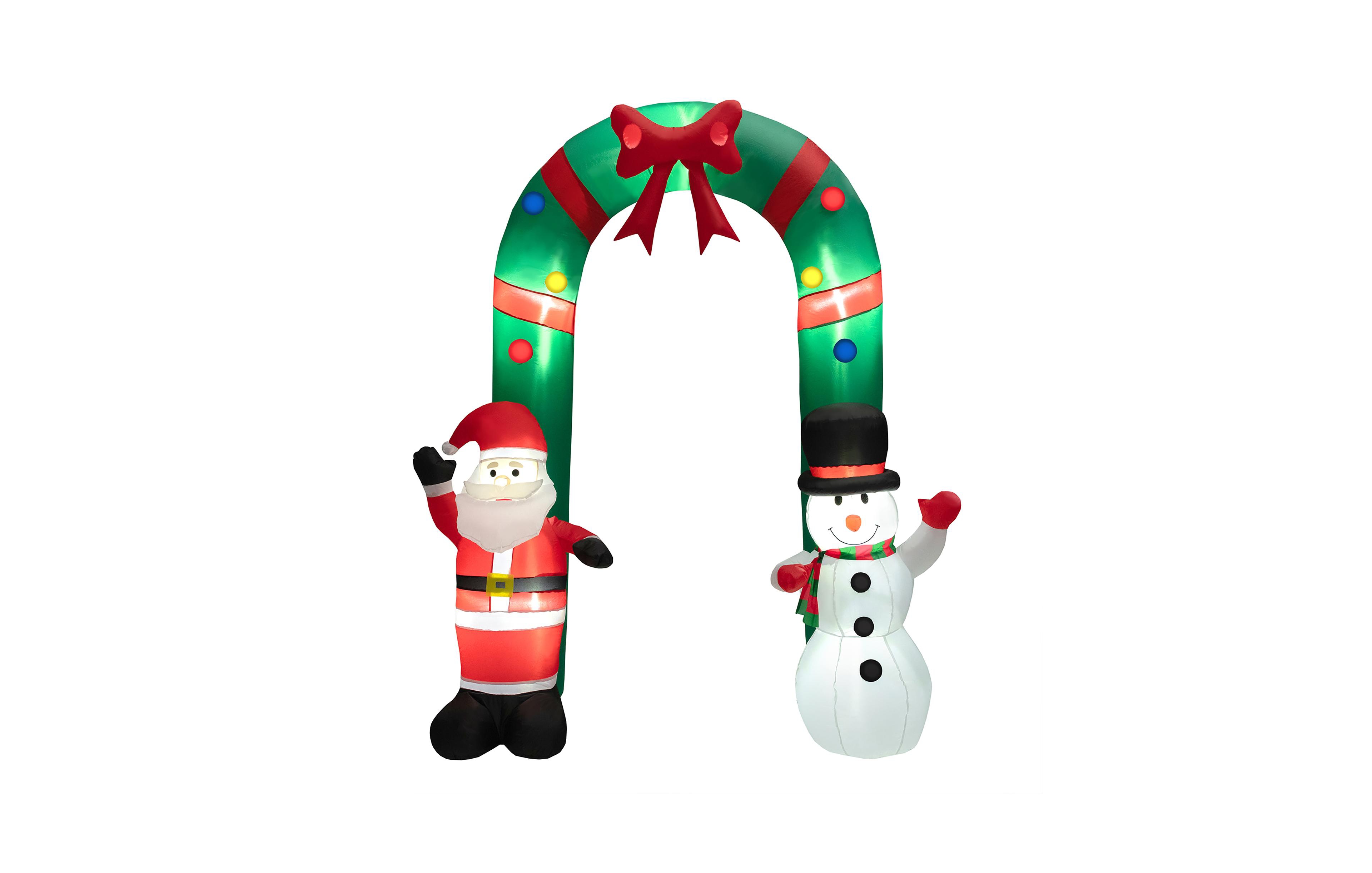 Costway 8FT Christmas Inflatable Archway w/ Santa Claus and Snowman and Led Lights