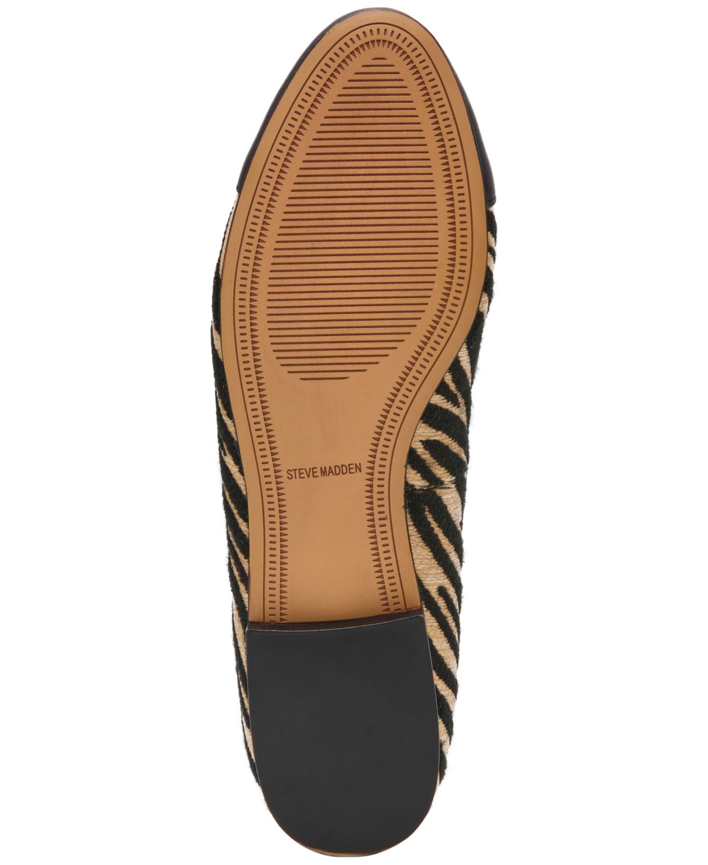 Женские балетки Steve Madden Kit Cap-Toe Leather Ballet Flats, цвет: Чёрный / Рыжевато-коричневый зебра — фото 5