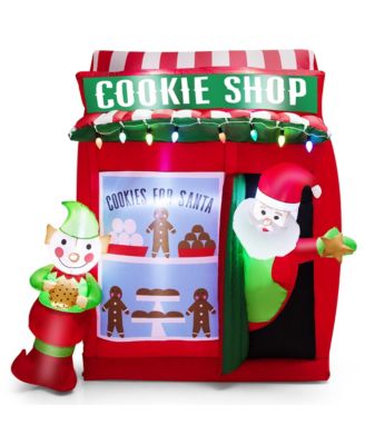 6.3 FT Inflatable Gingerbread Cookie Shop with Santa Clause Christmas Decoration