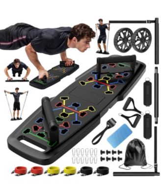 Portable Home Gym Pilates Bar Resistance Bands Ab Roller Full Body Workout Equipment