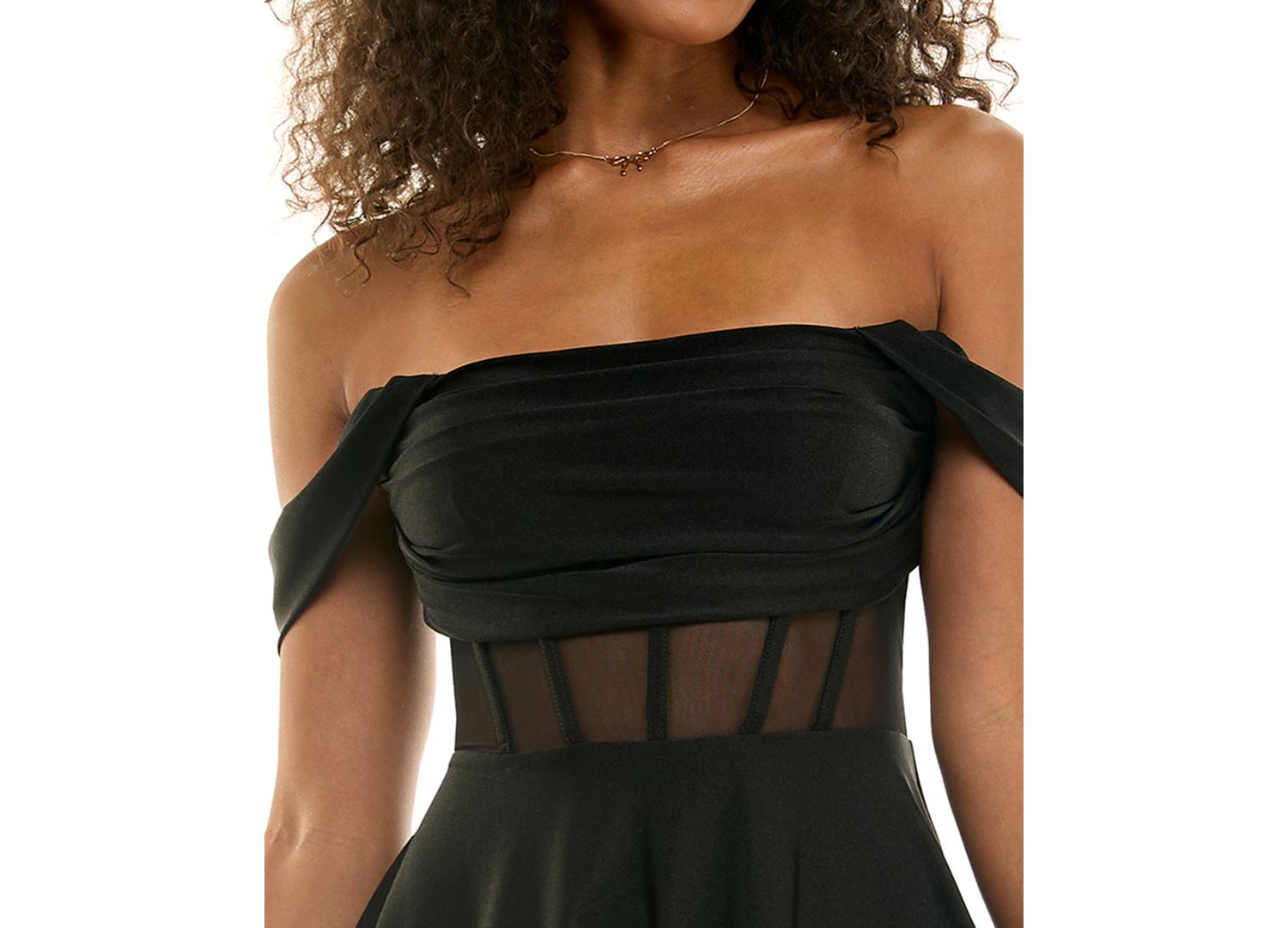 Juniors' Corset Off-the-Shoulder Dress