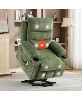 Power Lift Recliner Chair for Seniors with Massage, Lumbar Heat, Cup Holders, Side Pockets for Living Room
