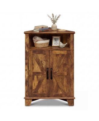 4-Tier Corner Storage Cabinet with Open Shelf