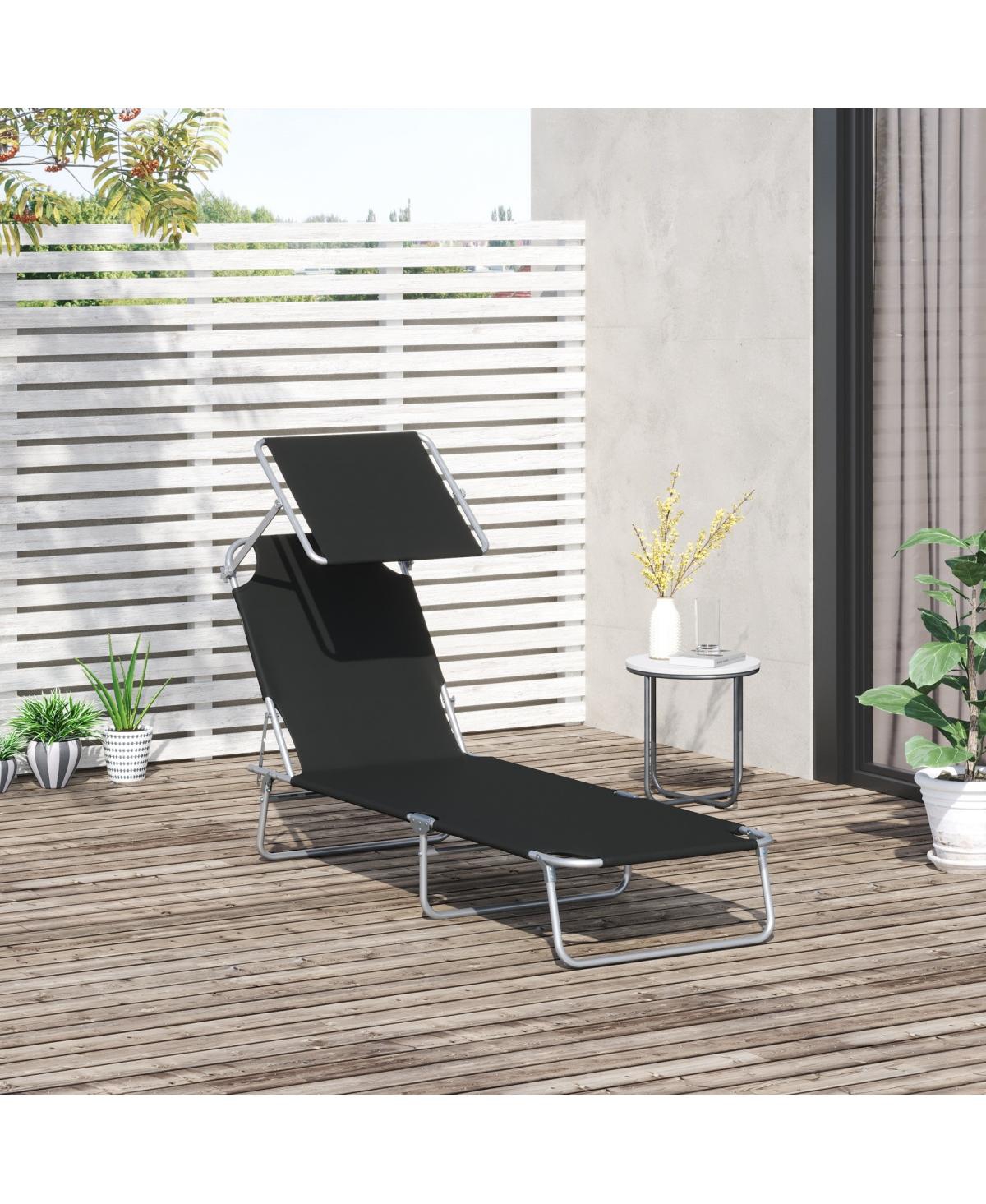 ECHTPeak Outdoor Lounge Chair, with Sun Shade and Headrest, Adjustable Folding Chaise Lounge, Holds 300 lb, for Beach, Camping, Hiking, Backyard