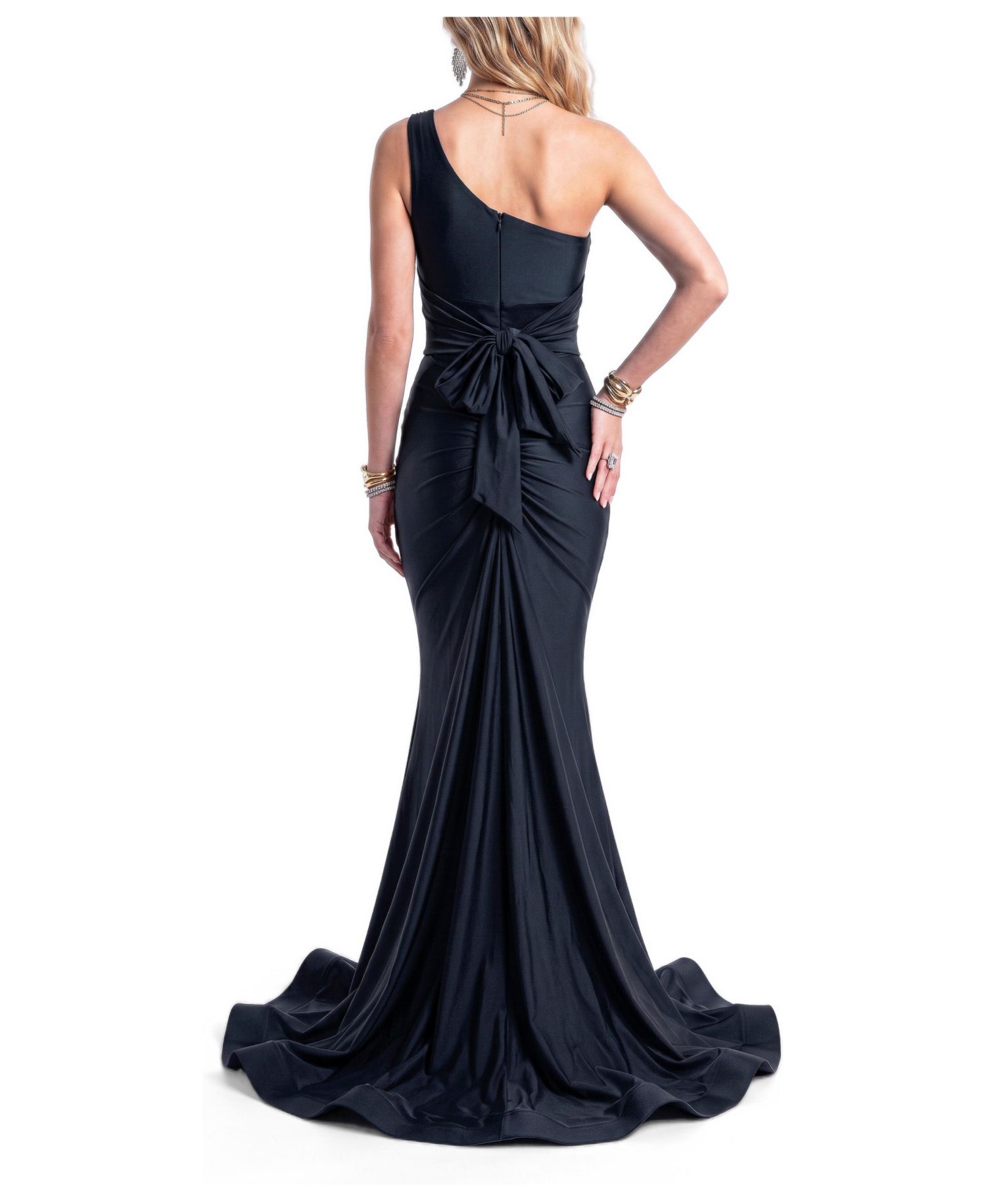 Women's One-Shoulder Tie-Back Mermaid Evening Gown