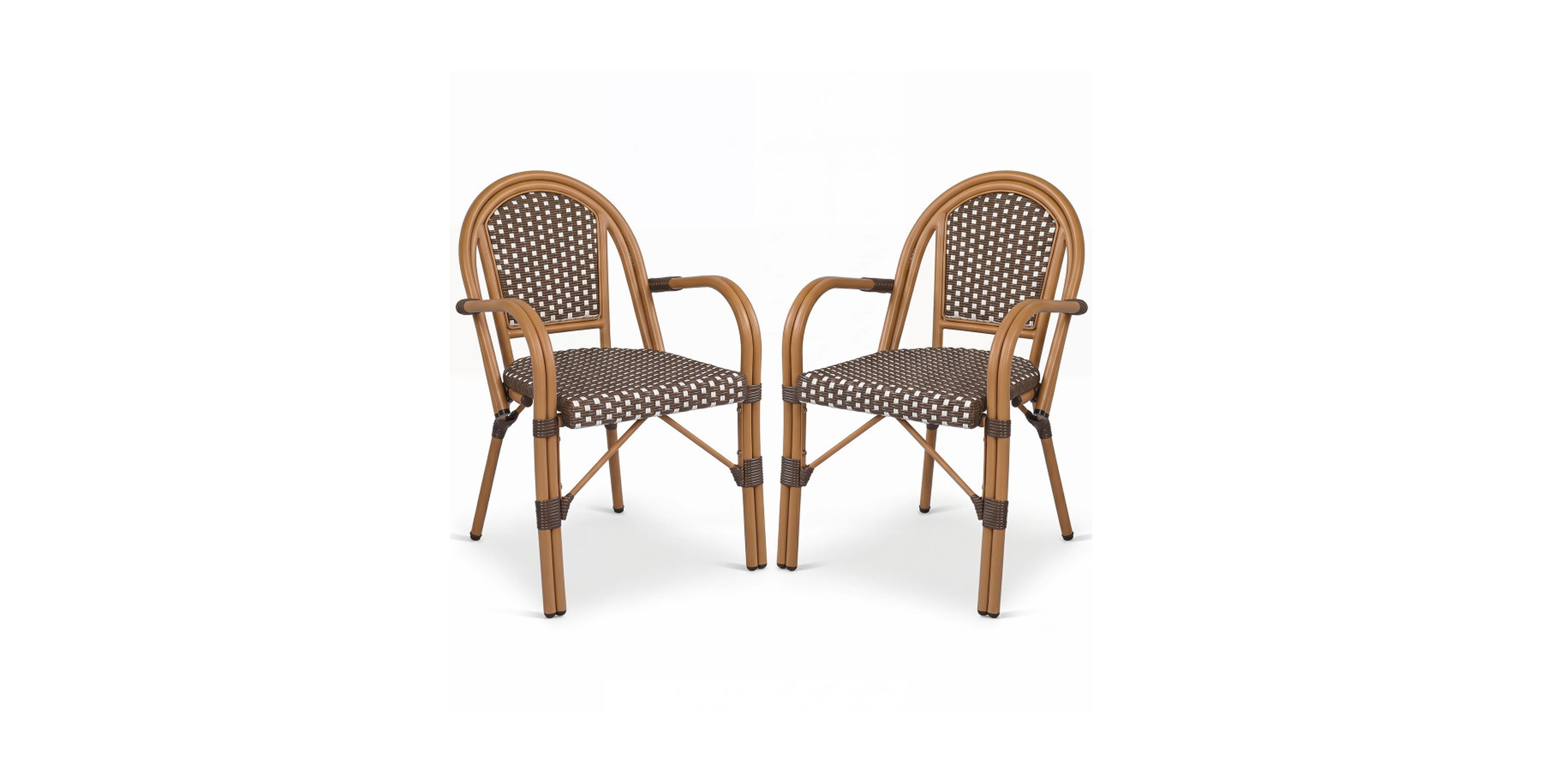 Sugift Hand-Woven Pe Wicker French Bistro Chairs Set of 2