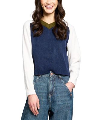 Women's Kate V-Neck Colorblock Raglan Sleeves Sweater