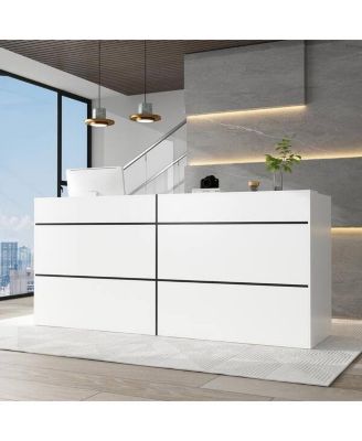 86.6 Inch Rectangular Wood Writing Desk Reception Desk with Desktop