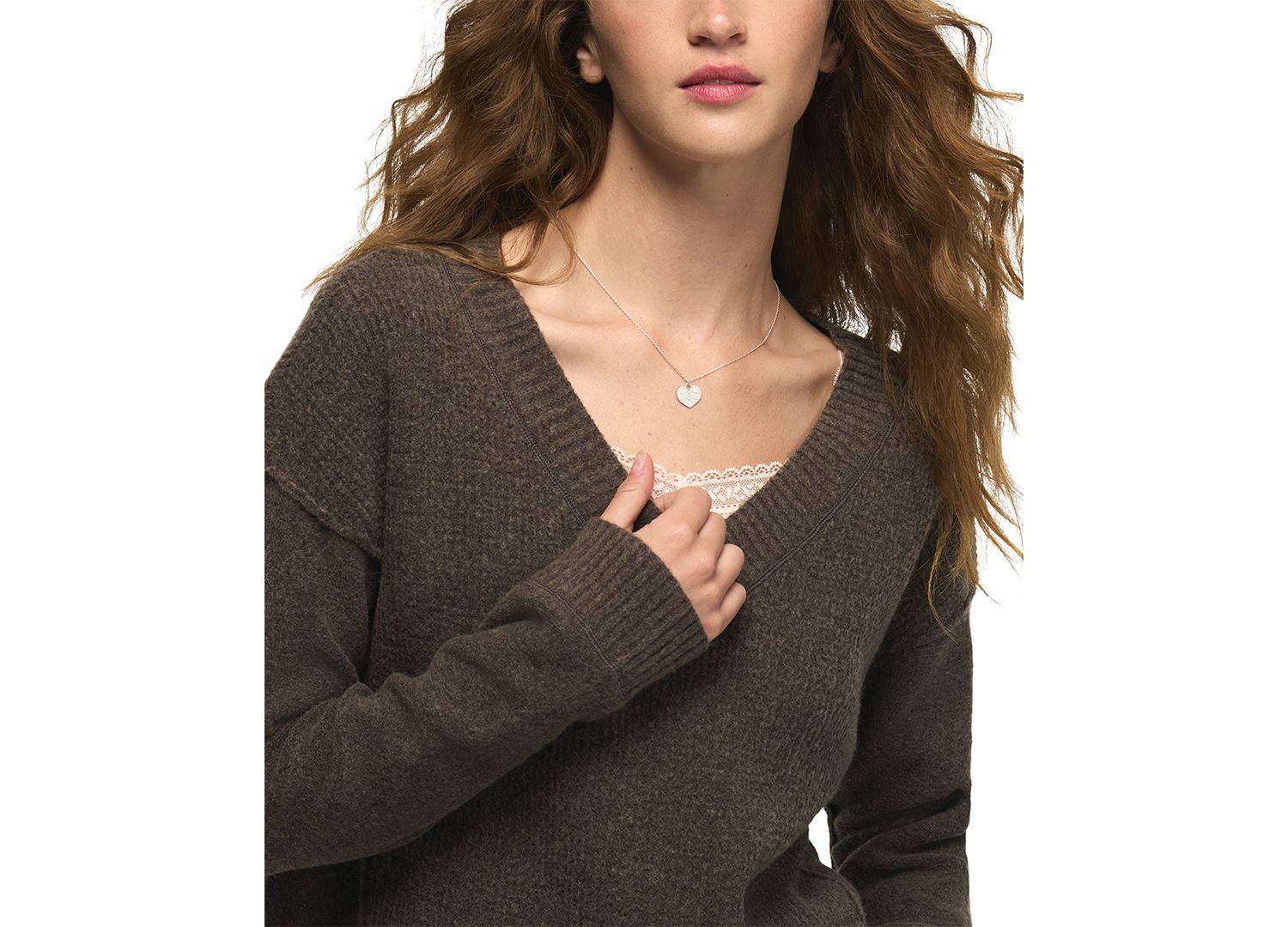 Women's Waffle V-Neck Sweater