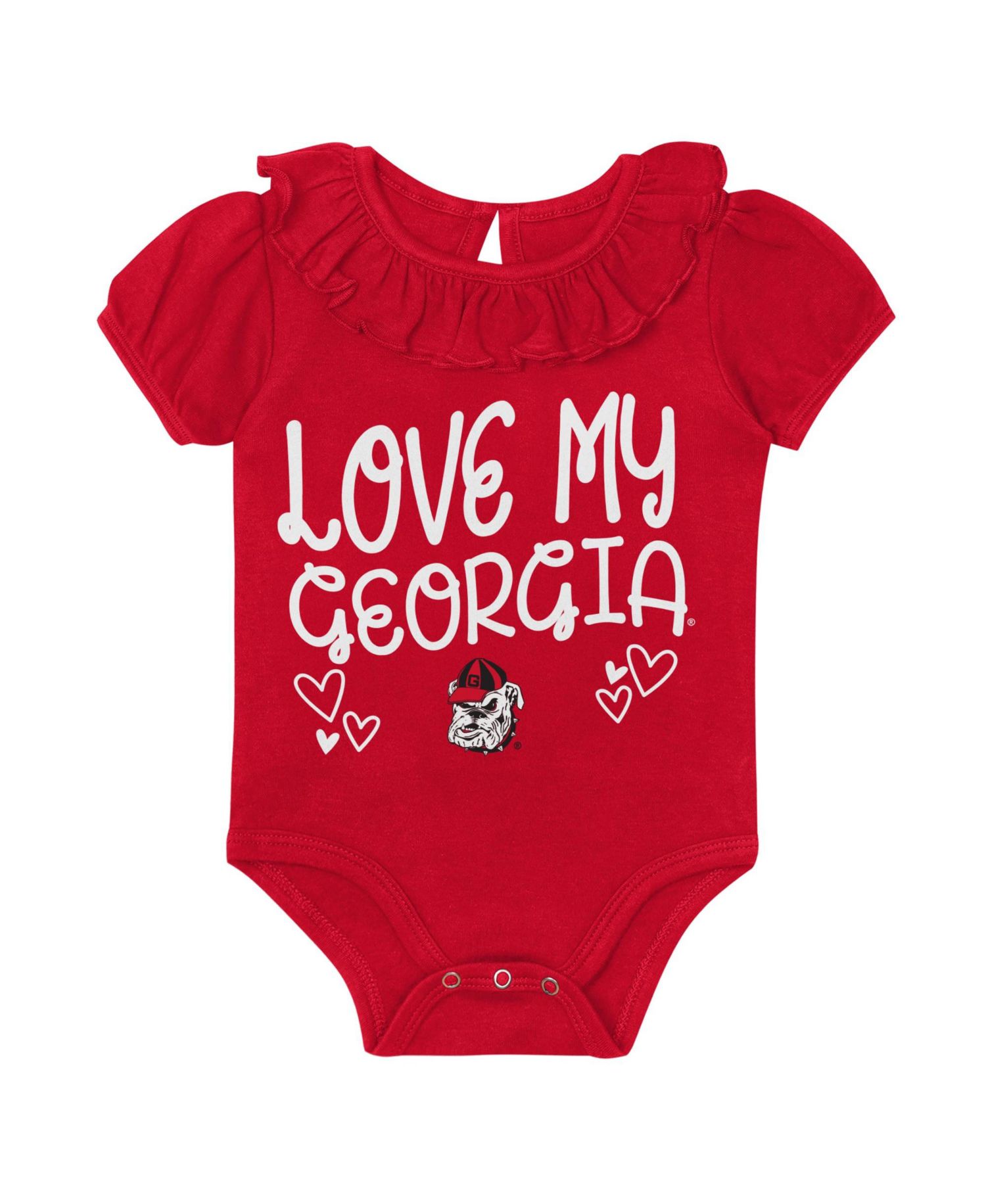 Baby Boys and Girls Red/Gray Georgia Bulldogs Two-Pack Playtime Ruffle Bodysuit Set