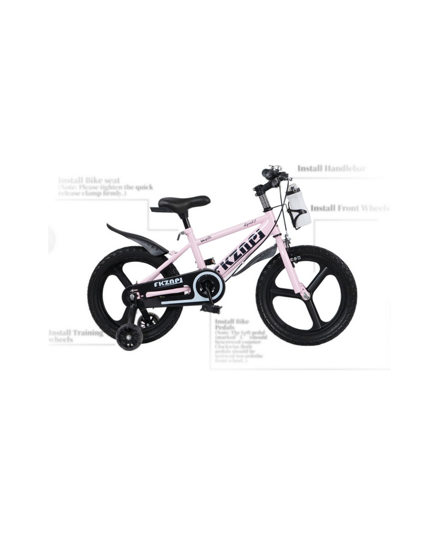 Детская игрушка ECHTPeak 18-Inch Kids' Bike with Light-Up Training Wheels and Adjustable Seat, 3–9 лет, цвет: Розовый — фото 3