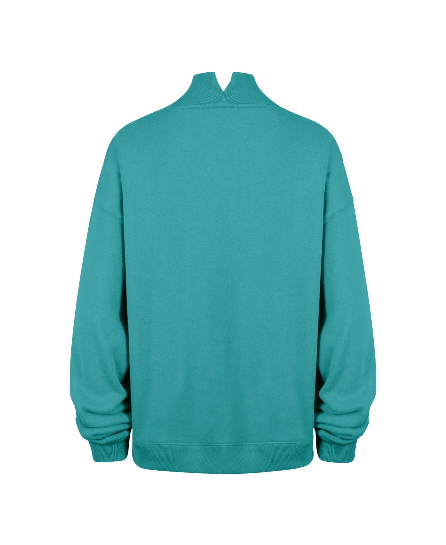 Women's '47 Aqua Miami Dolphins Oversized Vantage Mock Neck Sweatshirt