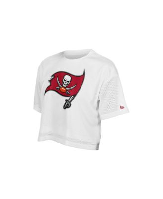 Women's  White Tampa Bay Buccaneers Summer Mesh Cropped Boxy T-Shirt
