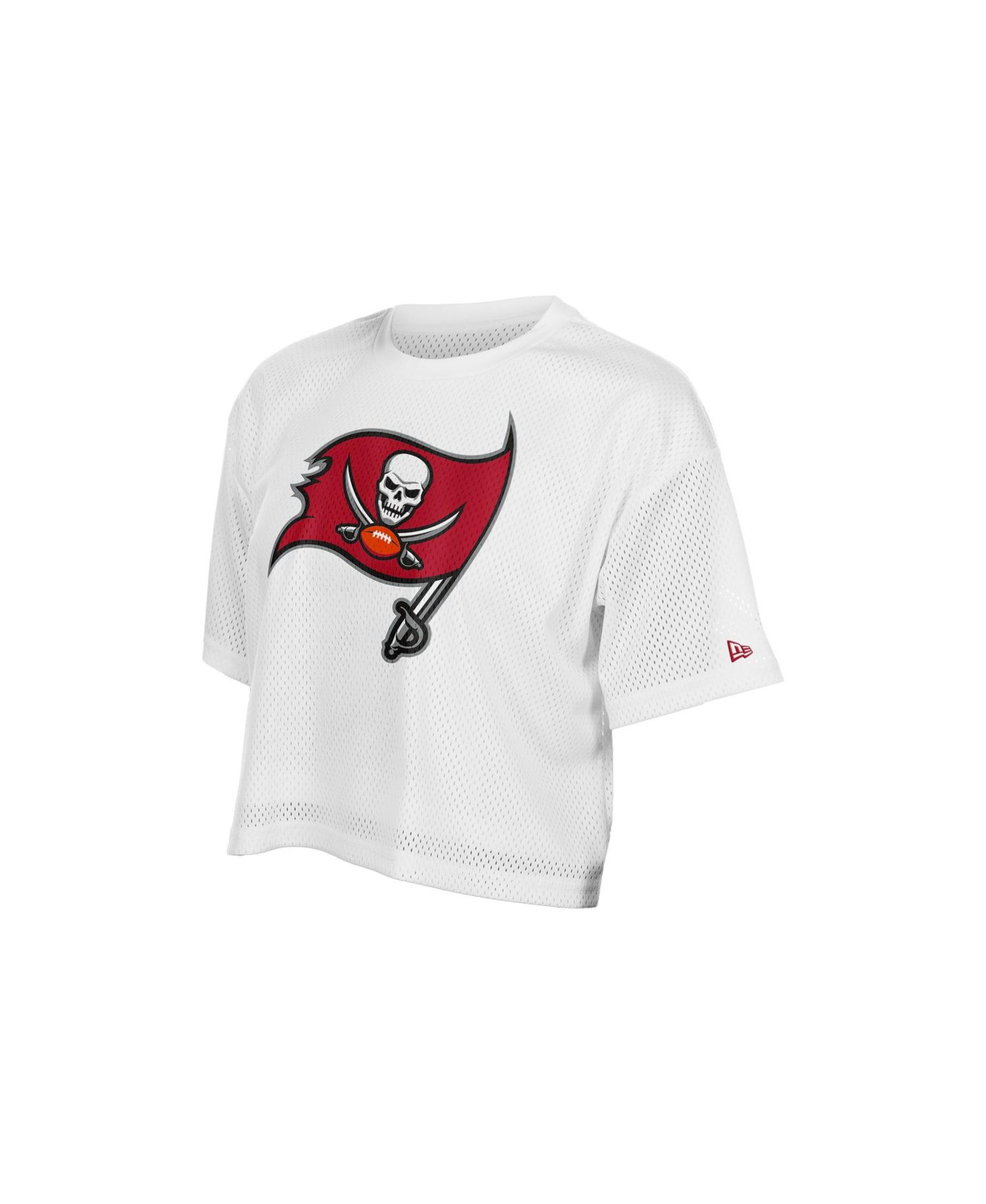 Women's White Tampa Bay Buccaneers Summer Mesh Cropped Boxy T-Shirt