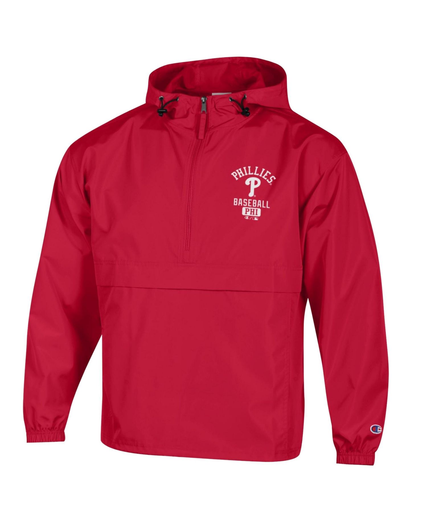 Men's Red Philadelphia Phillies Packable Windbreaker Half-Zip Jacket
