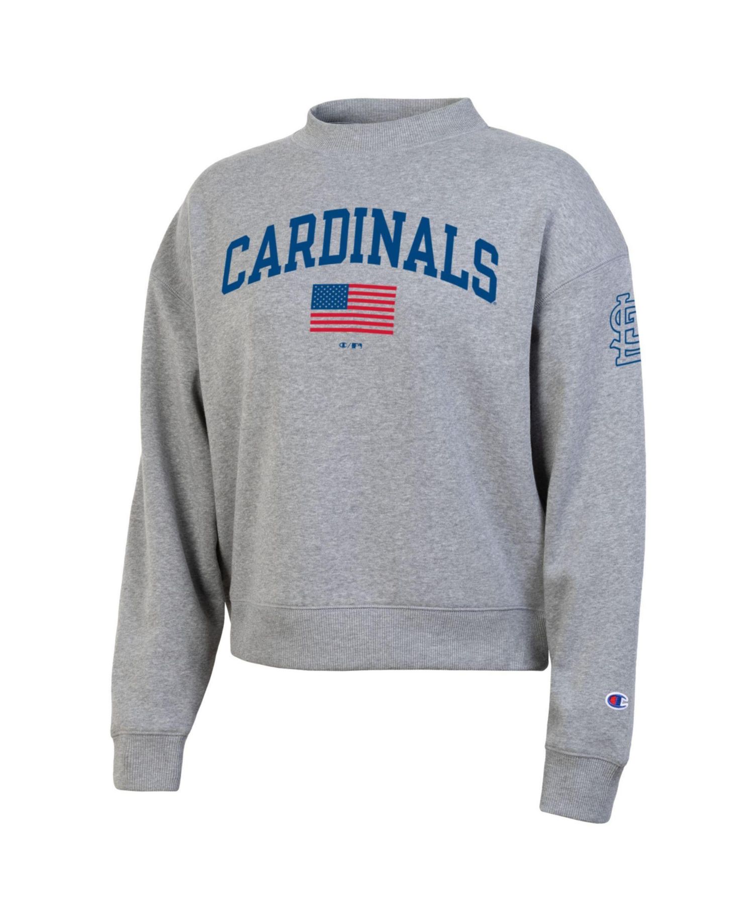Women's Heather Gray St. Louis Cardinals Americana Triumph Fleece Tri-Blend Sweatshirt