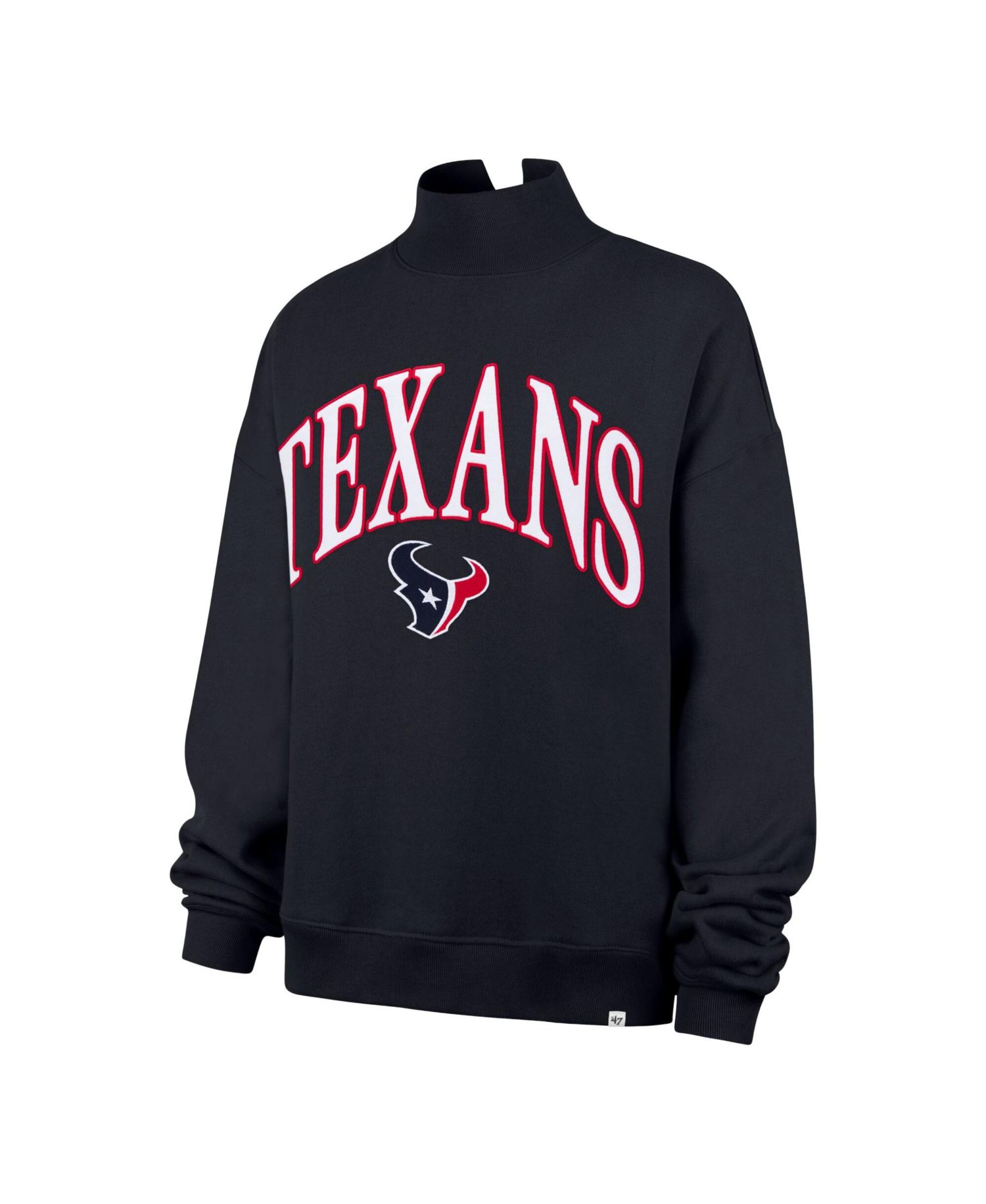 Women's '47 Navy Houston Texans Oversized Vantage Mock Neck Sweatshirt