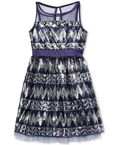 Crystal Doll Illusion Sequin Special Occasion Dress, Girls (7-16)
