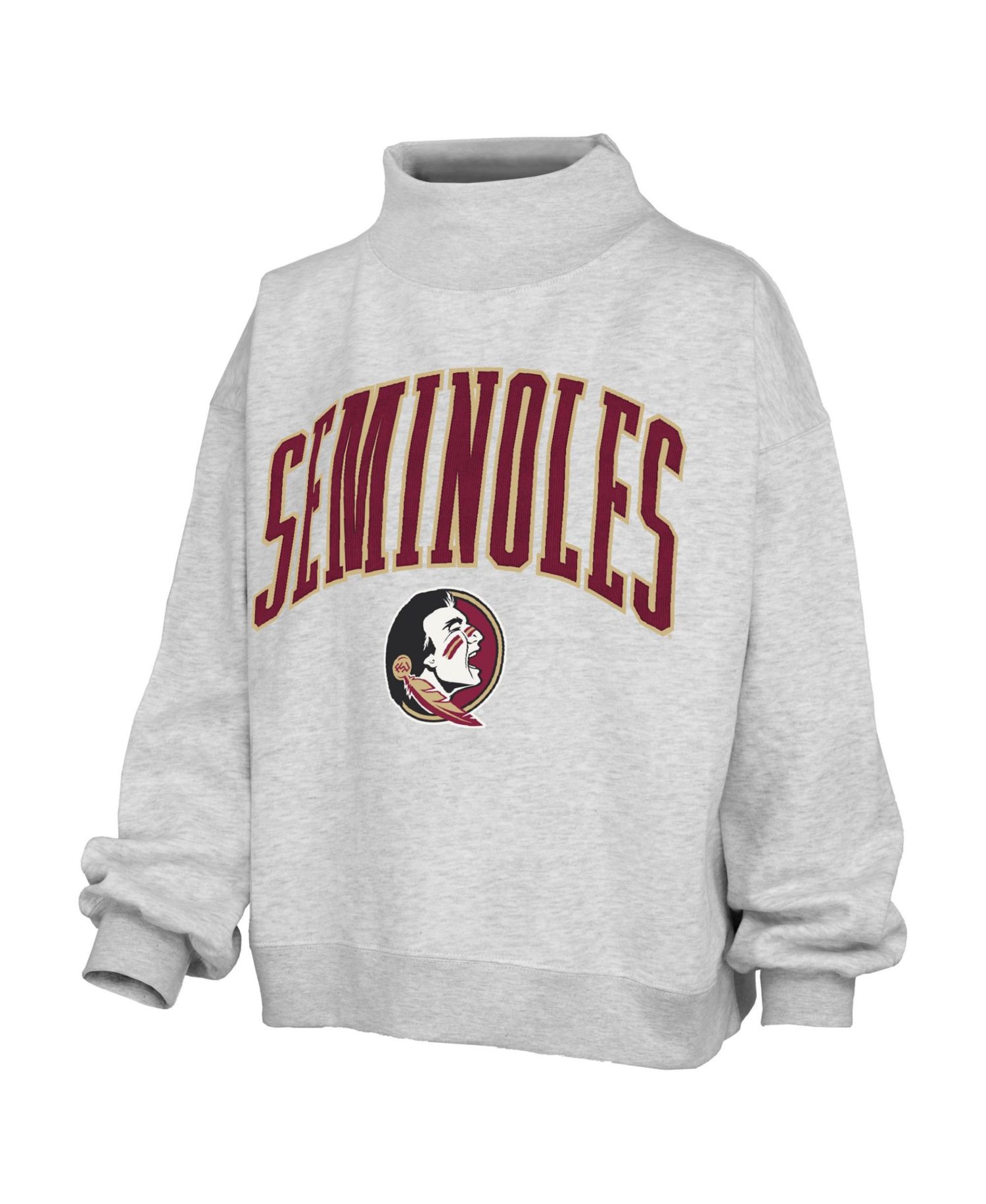 Women's Gray Florida State Seminoles Nelson Texture Lingo Mock Neck Fleece Sweatshirt