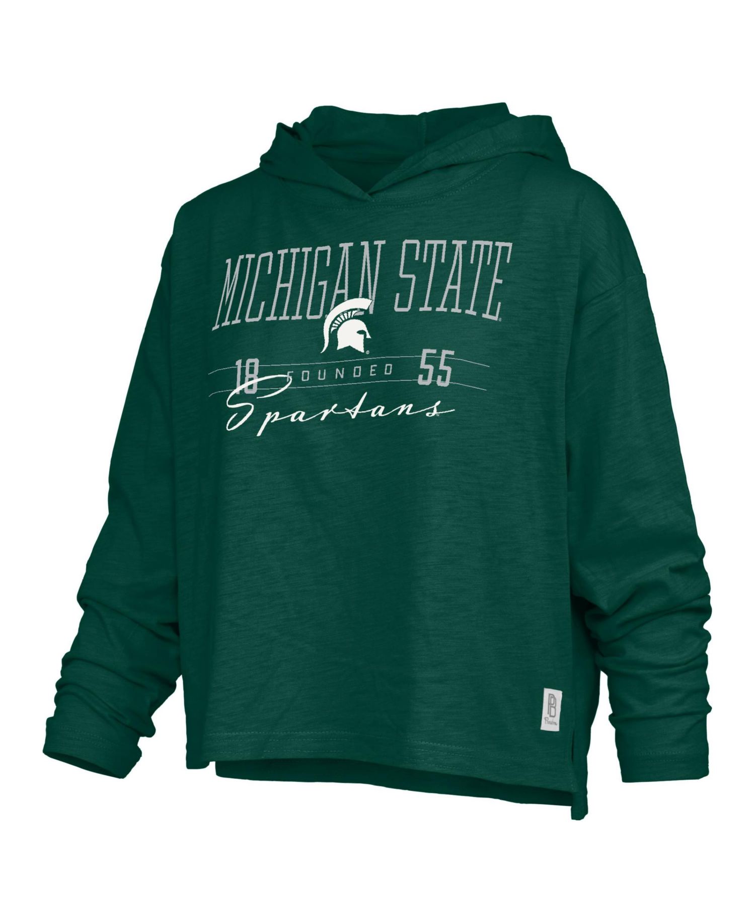 Women's Green Michigan State Spartans Castillo Slub Waist Length Long Sleeve Hooded T-Shirt