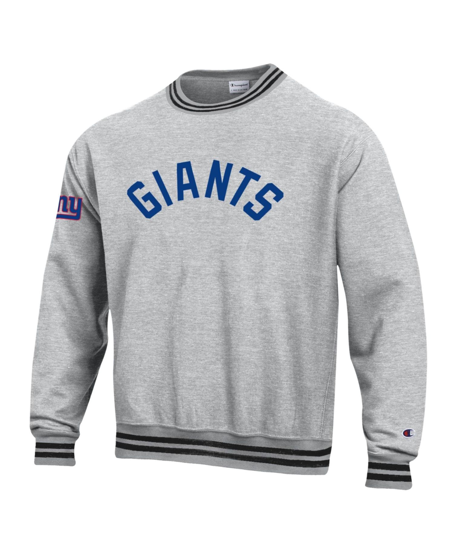 Men's Heather Gray/Black New York Giants Reverse Weave Yarn Dye Sweatshirt
