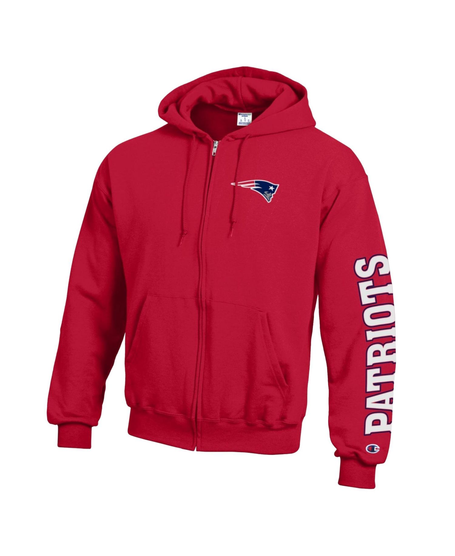 Men's Red New England Patriots Powerblend Fleece Full-Zip Hoodie