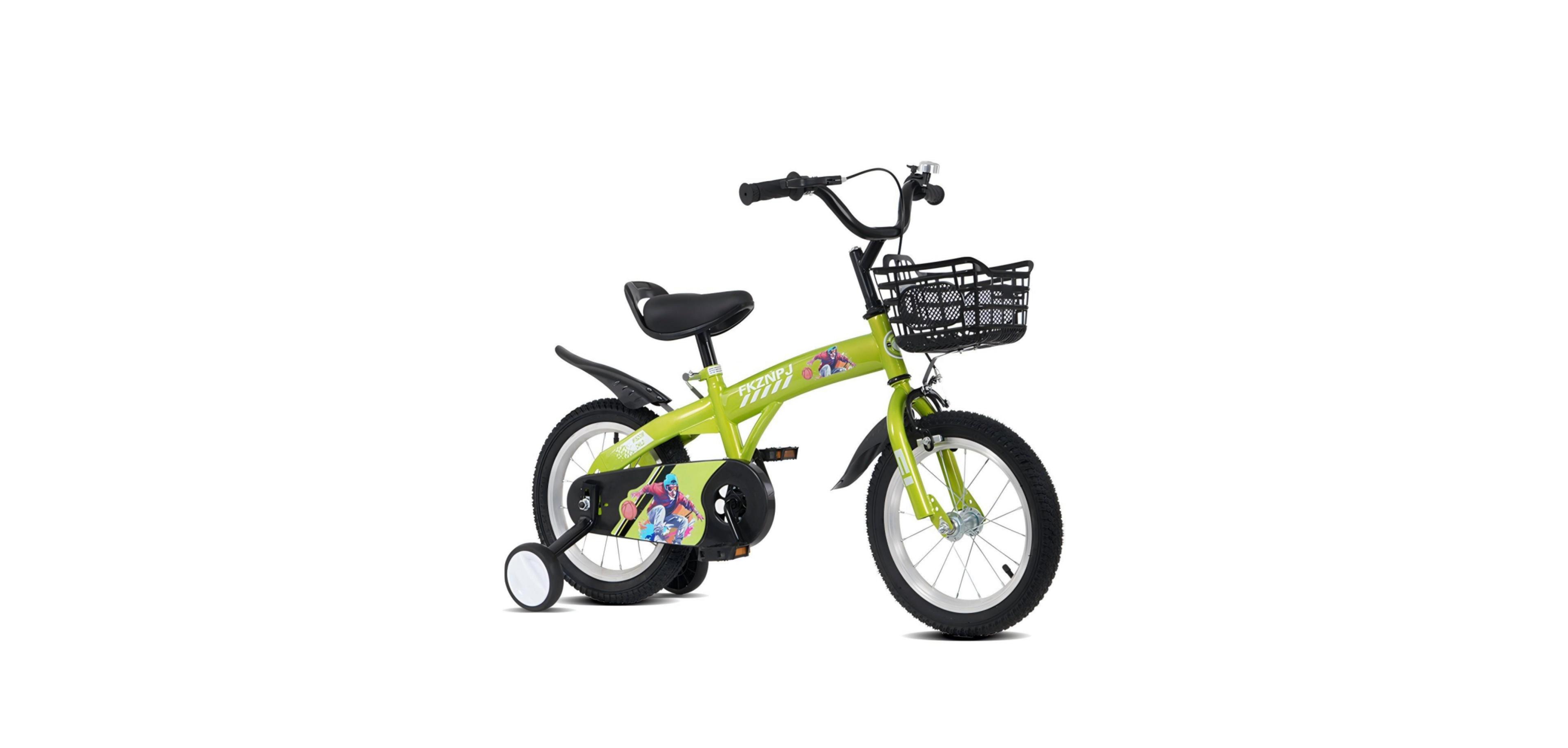 ECHTPeak 18-Inch Steel-Frame Kids' Bike with Training Wheels and Storage Basket, Ages 5-10