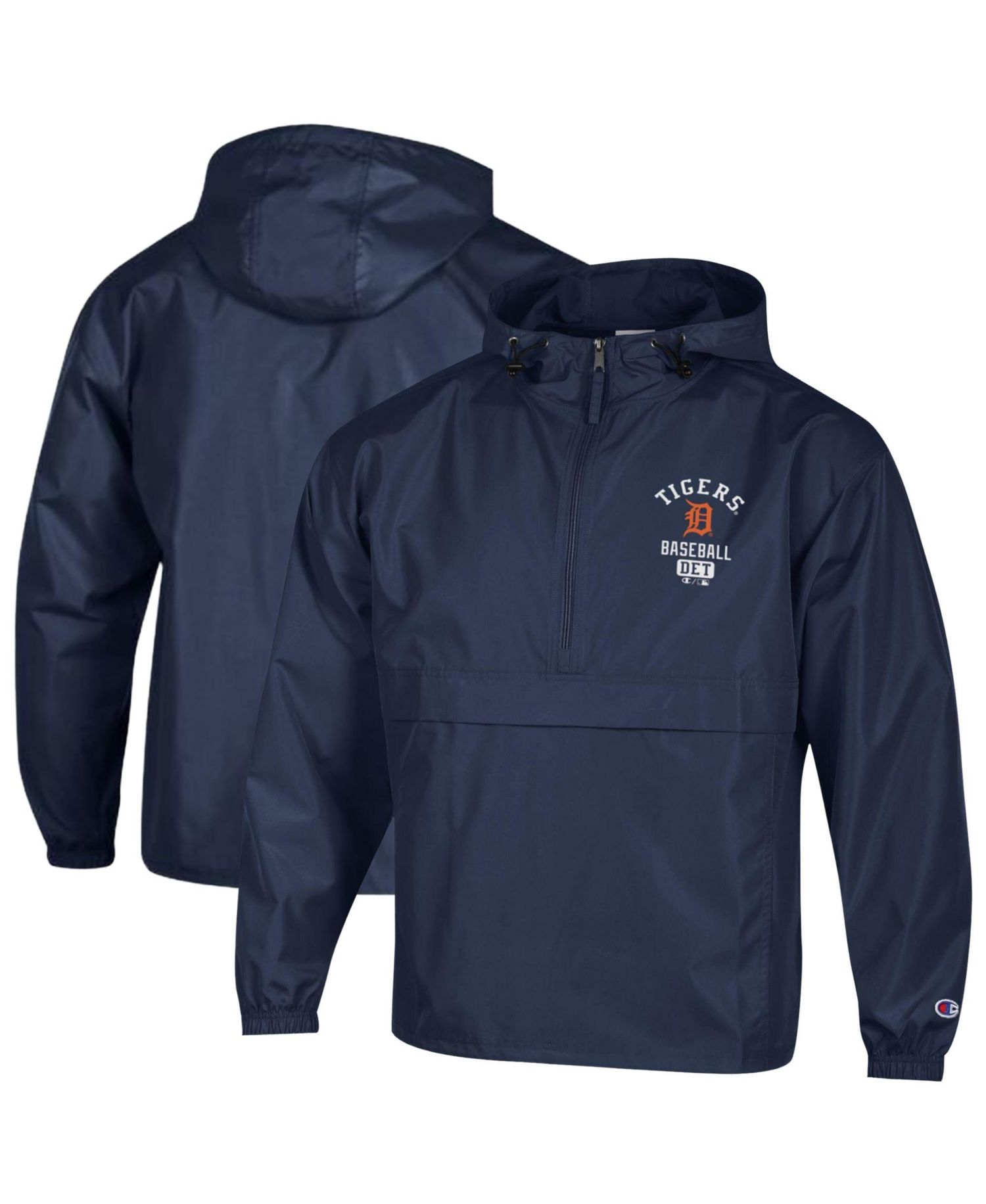 Men's Navy Detroit Tigers Packable Windbreaker Half-Zip Jacket