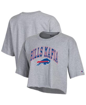 Women's Gray Buffalo Bills Bills Mafia Cropped Boyfriend T-Shirt