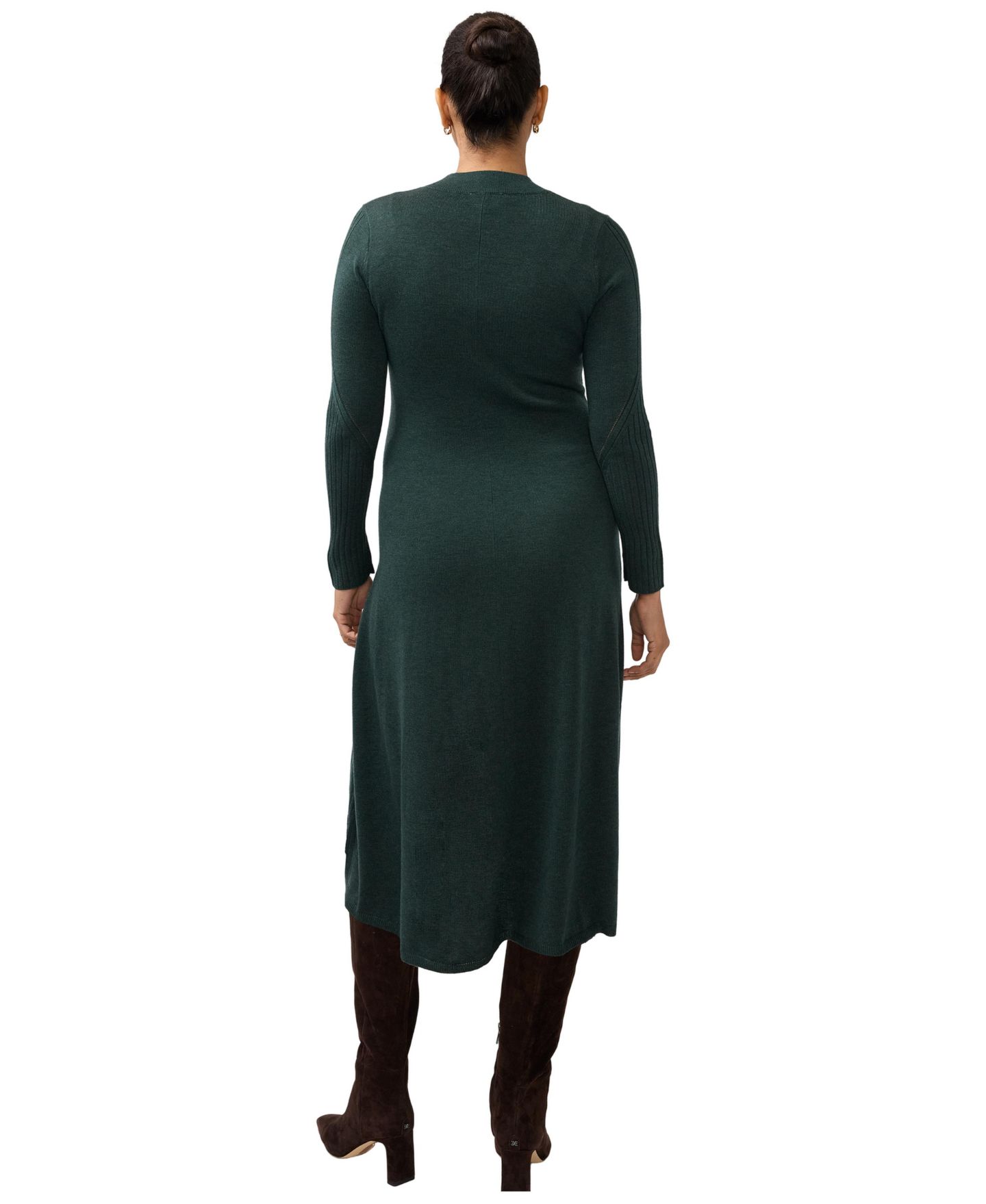 Женское платье Ingrid + Isabel Maternity Long-Sleeve Fit-and-Flare Midi, цвет: Тёмный зелёный — фото 3