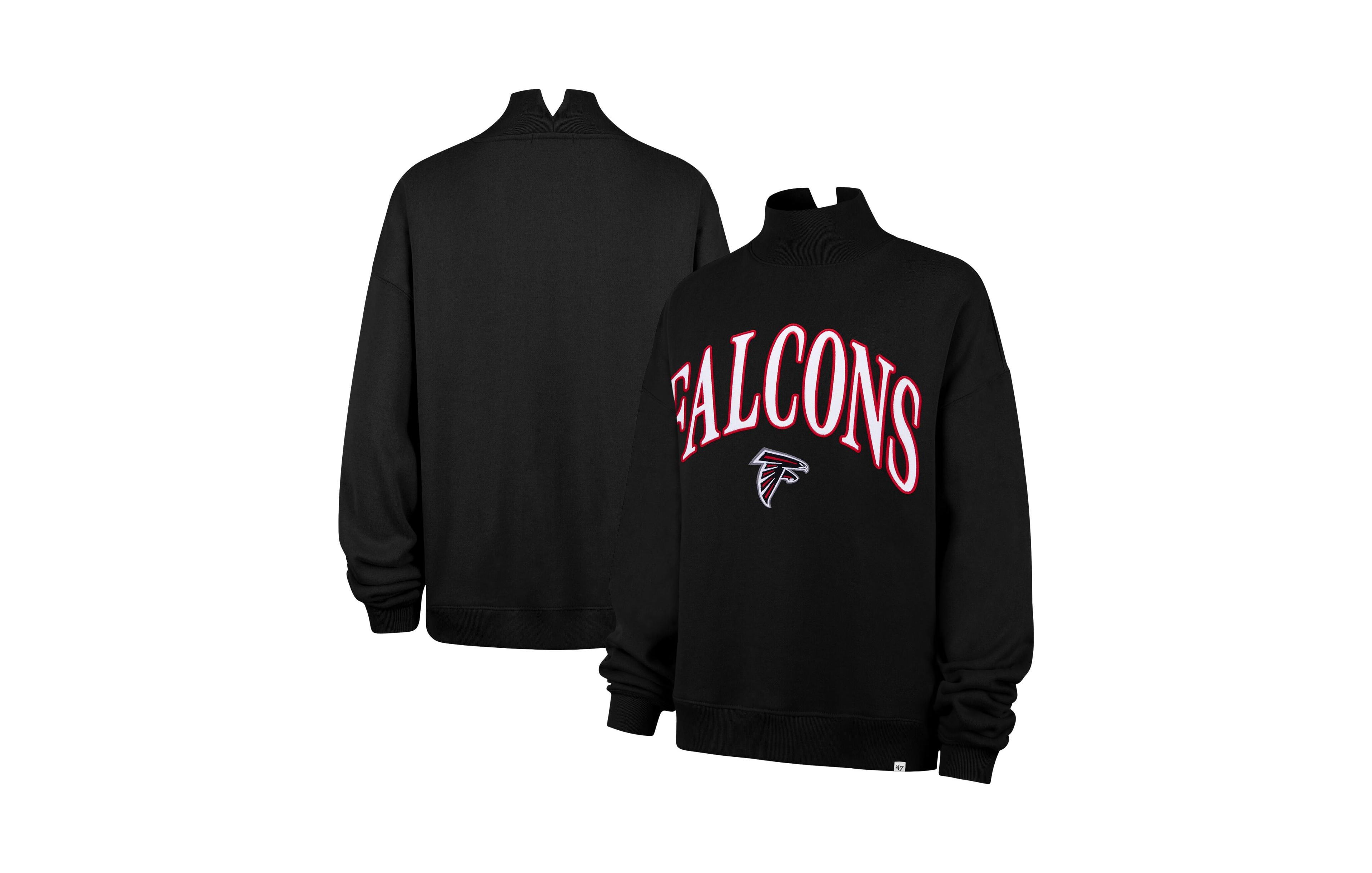 '47 Brand Women's Black Atlanta Falcons Oversized Vantage Mock Neck Sweatshirt