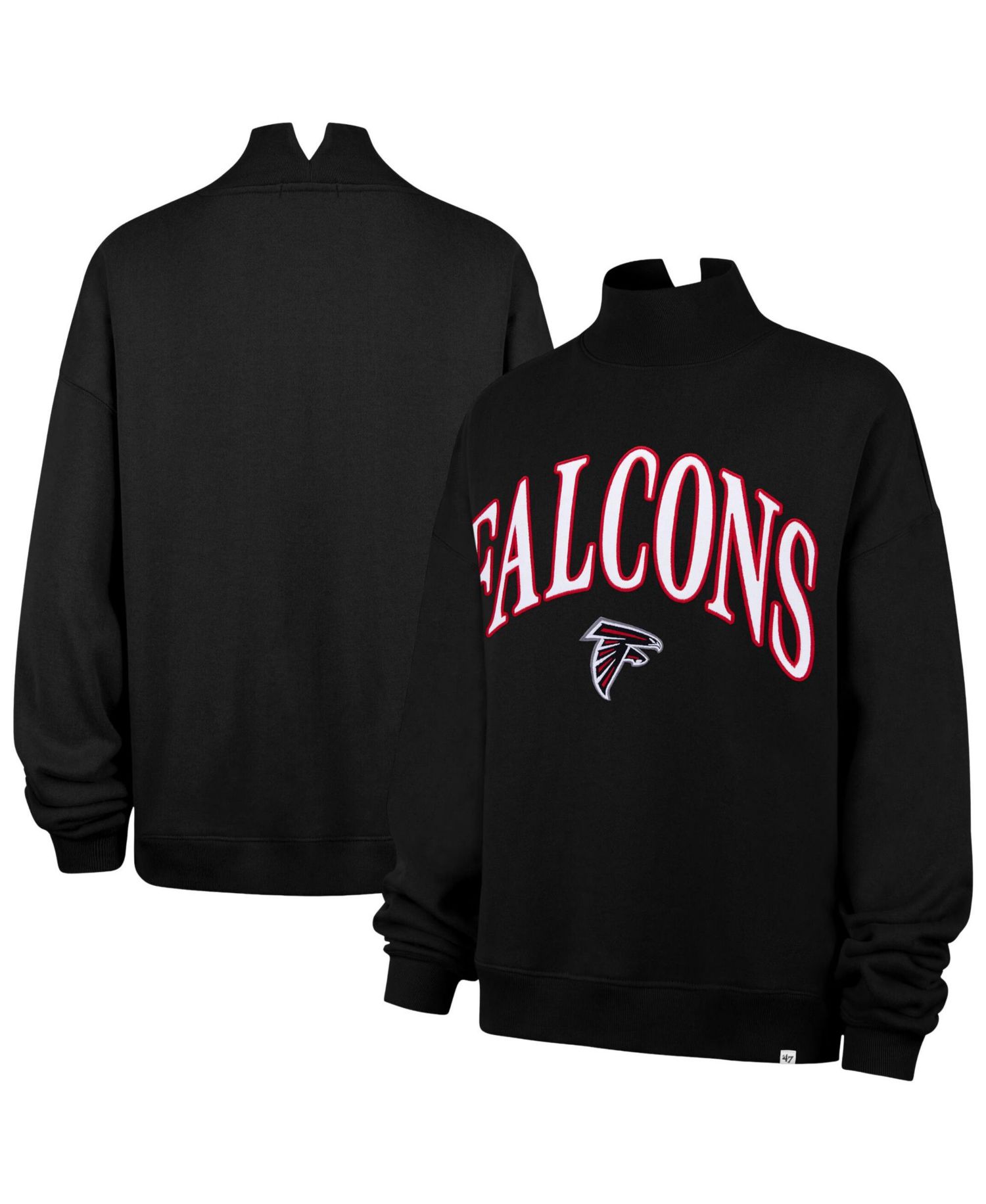Women's '47 Black Atlanta Falcons Oversized Vantage Mock Neck Sweatshirt