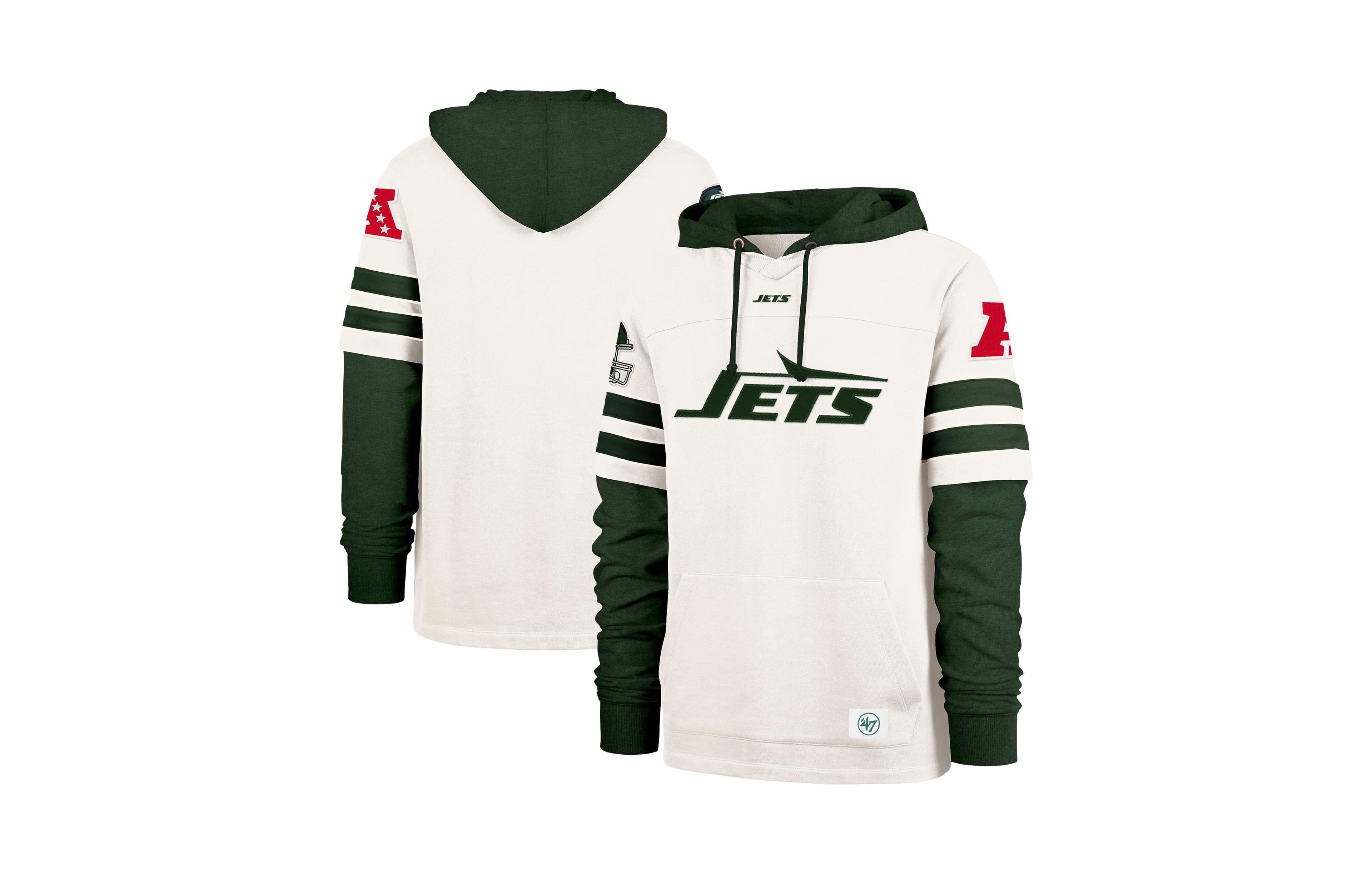 '47 Brand Men's Cream New York Jets Split Zone Cornerback Duo Lacer Hoodie