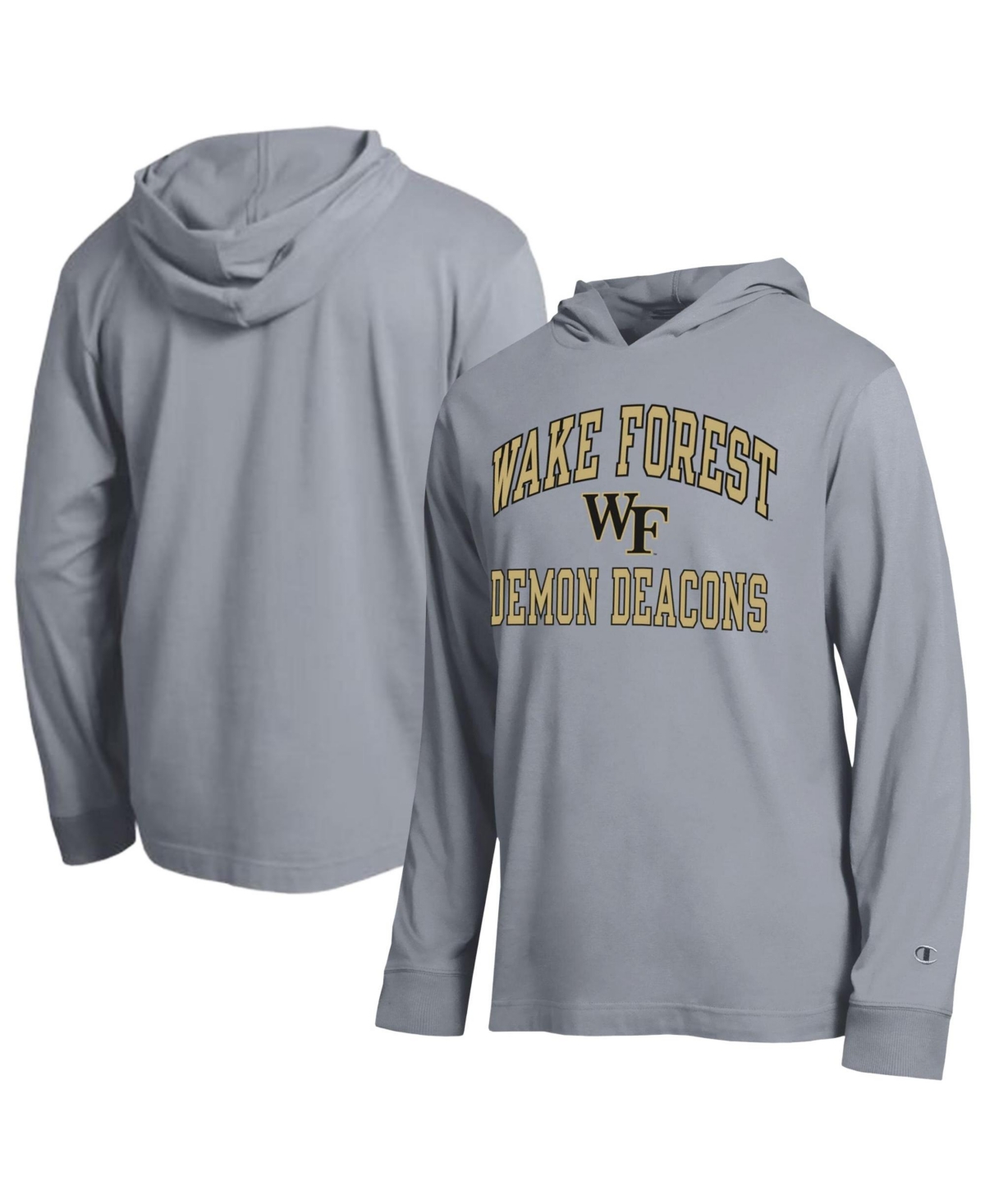 Champion Men's Heather Gray Wake Forest Demon Deacons High Motor All-Star Long- Sleeves Hoodie
