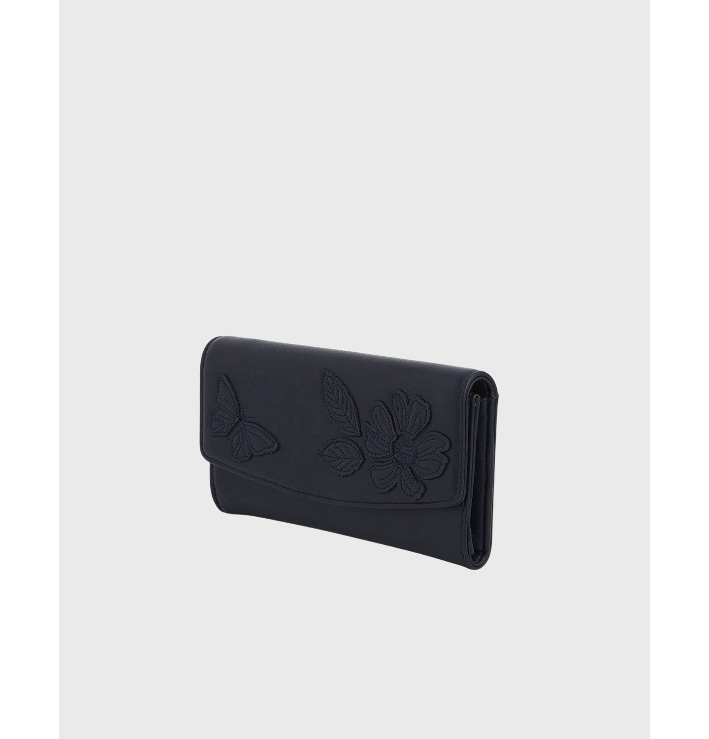 Женский кошелёк Fable England Floral applique Long Wallet, цвет: Тёмно-синий — фото 4