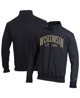 Men's Black Wisconsin Badgers Powerblend Quarter-Zip Pullover