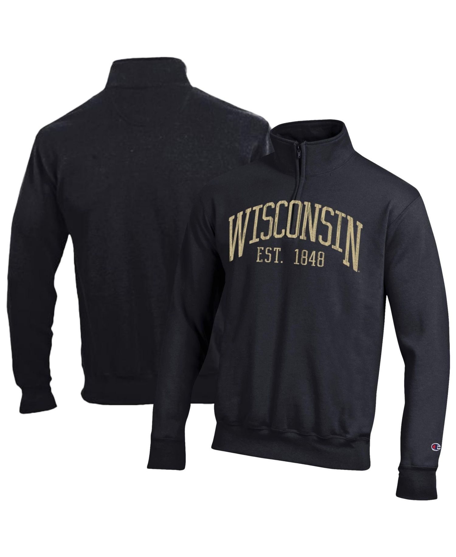 Men's Black Wisconsin Badgers Powerblend Quarter-Zip Pullover