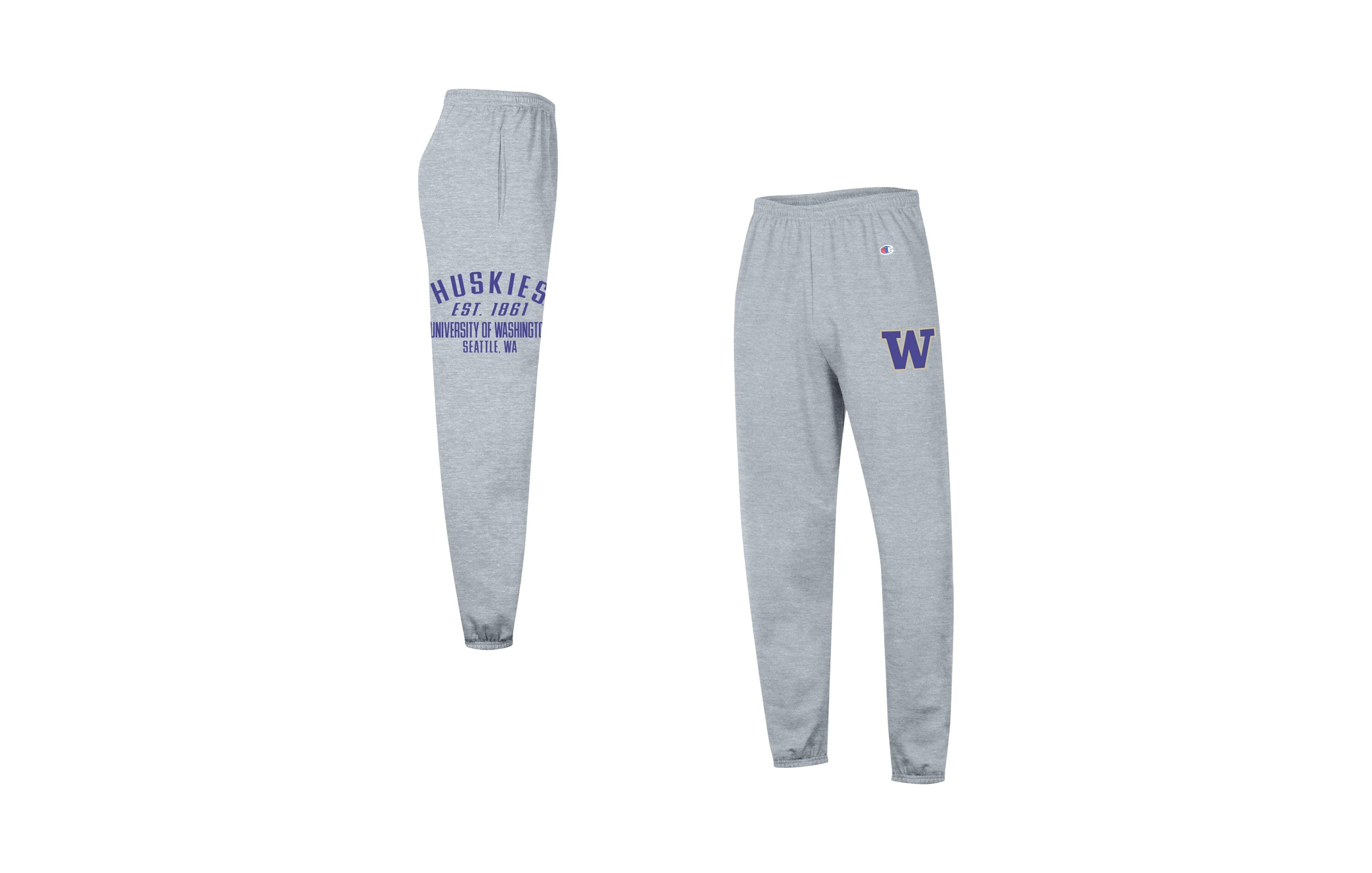 Champion Men's Heather Gray Washington Huskies Power Blend Banded Fleece Sweatpants