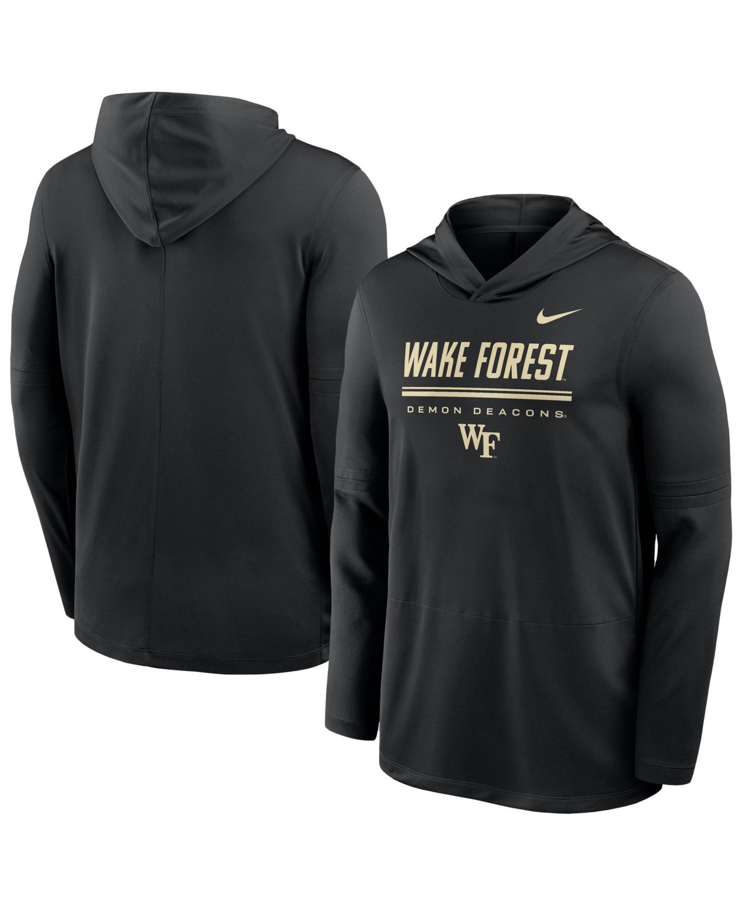 Men's Black Wake Forest Demon Deacons 2026 Sideline Dri-FIT Lightweight Hooded Top