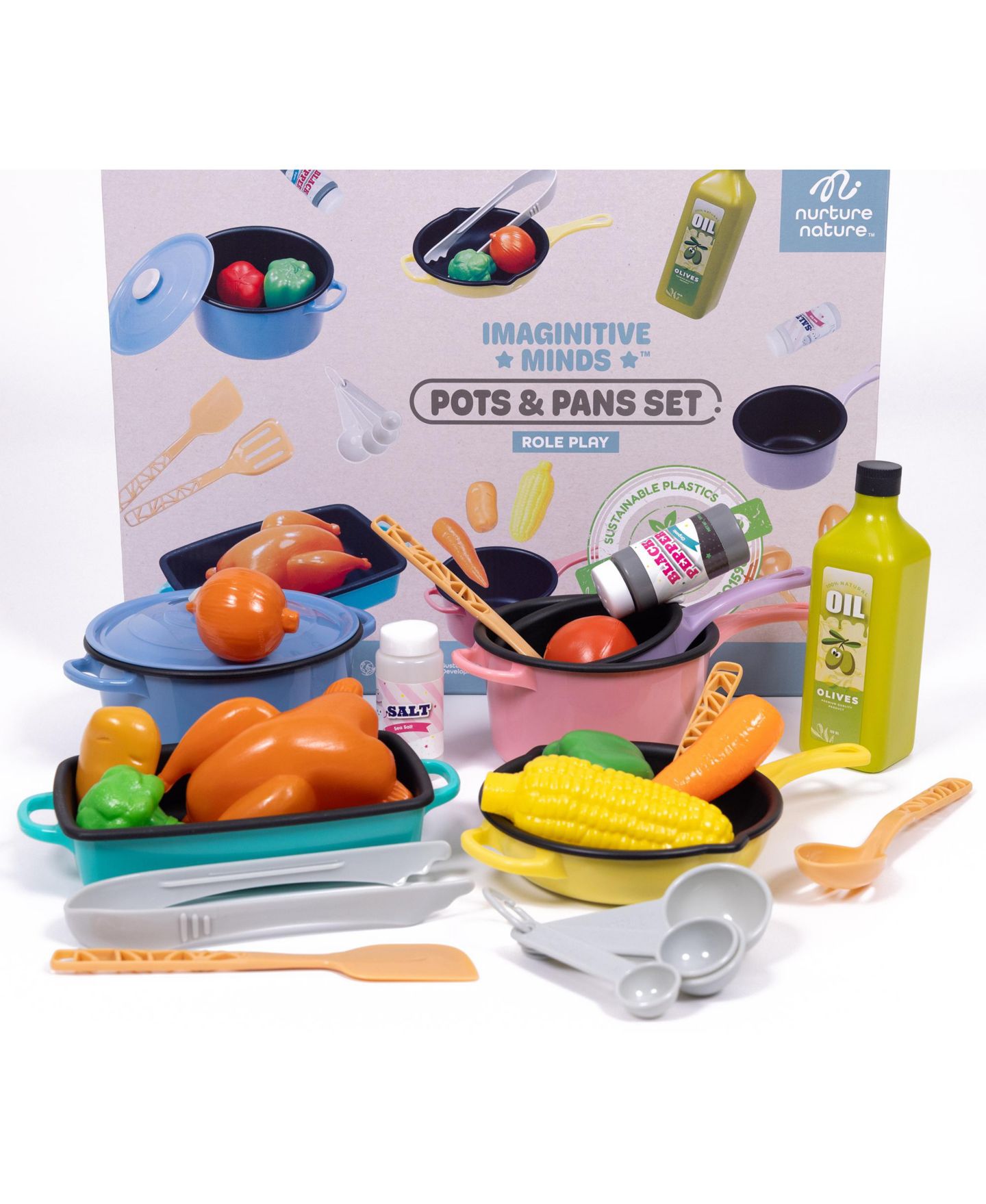 Детский игровой набор NurtureNature Imaginative Minds Cooking 27-Piece Playset, Ages 3+ — фото 2