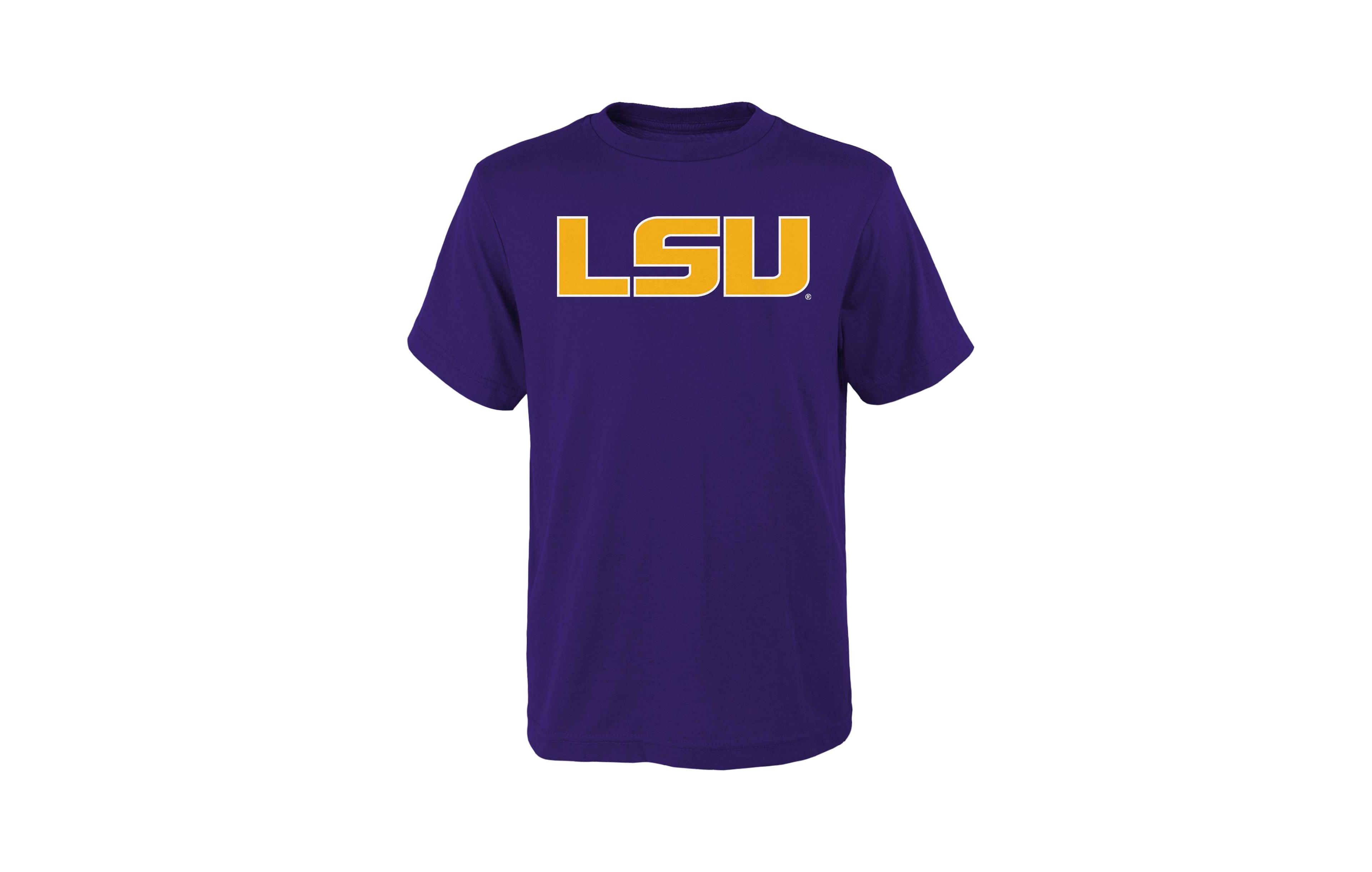 Big Boys and Girls Outerstuff Purple Lsu Tigers Primary Logo T-Shirt