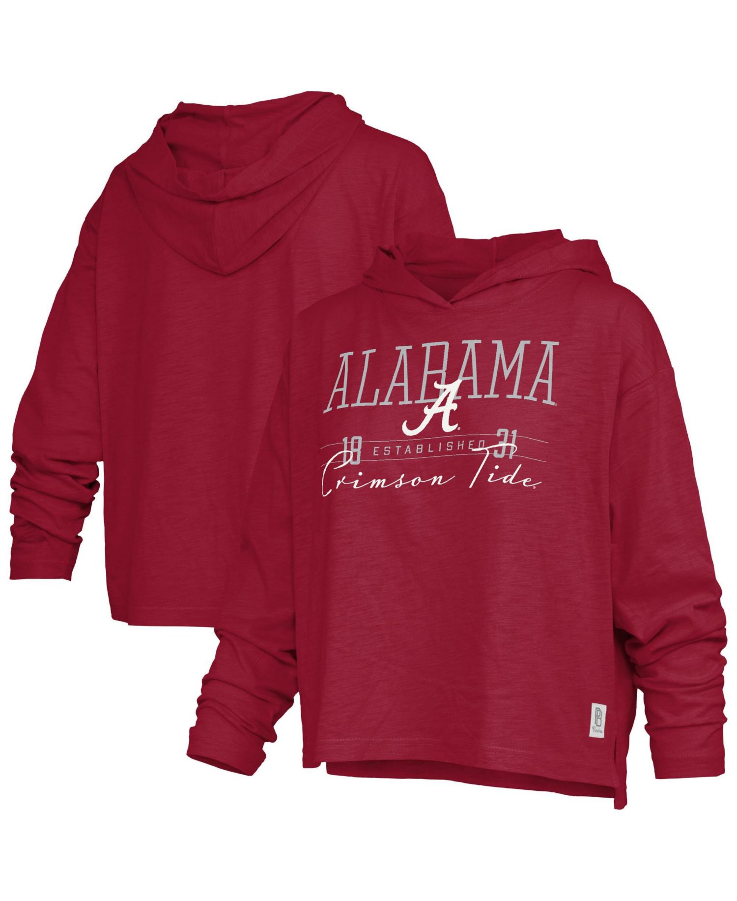 Women's Crimson Alabama Crimson Tide Castillo Slub Waist Length Long Sleeve Hooded T-Shirt